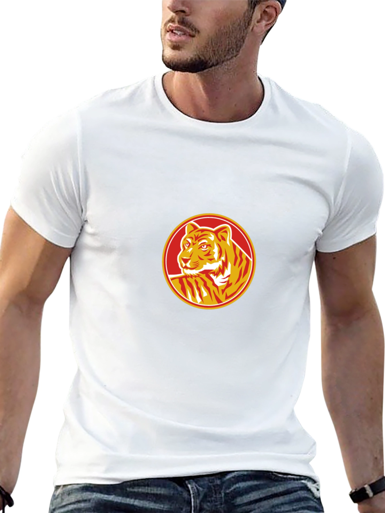Tiger Circle Graphic Black T-Shirt