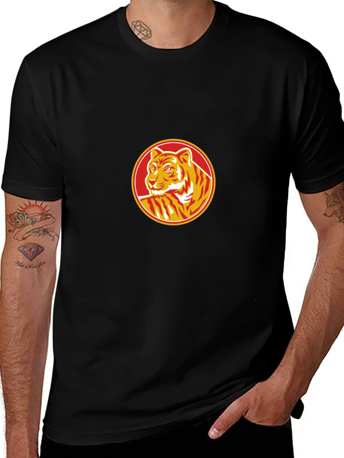 Tiger Circle Graphic Black T-Shirt