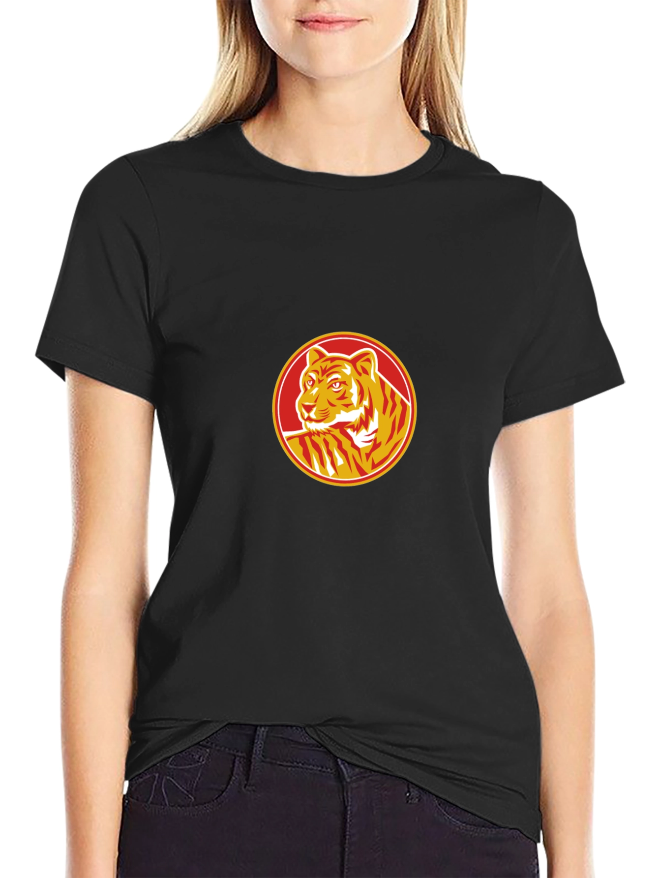 Tiger Circle Graphic Black T-Shirt