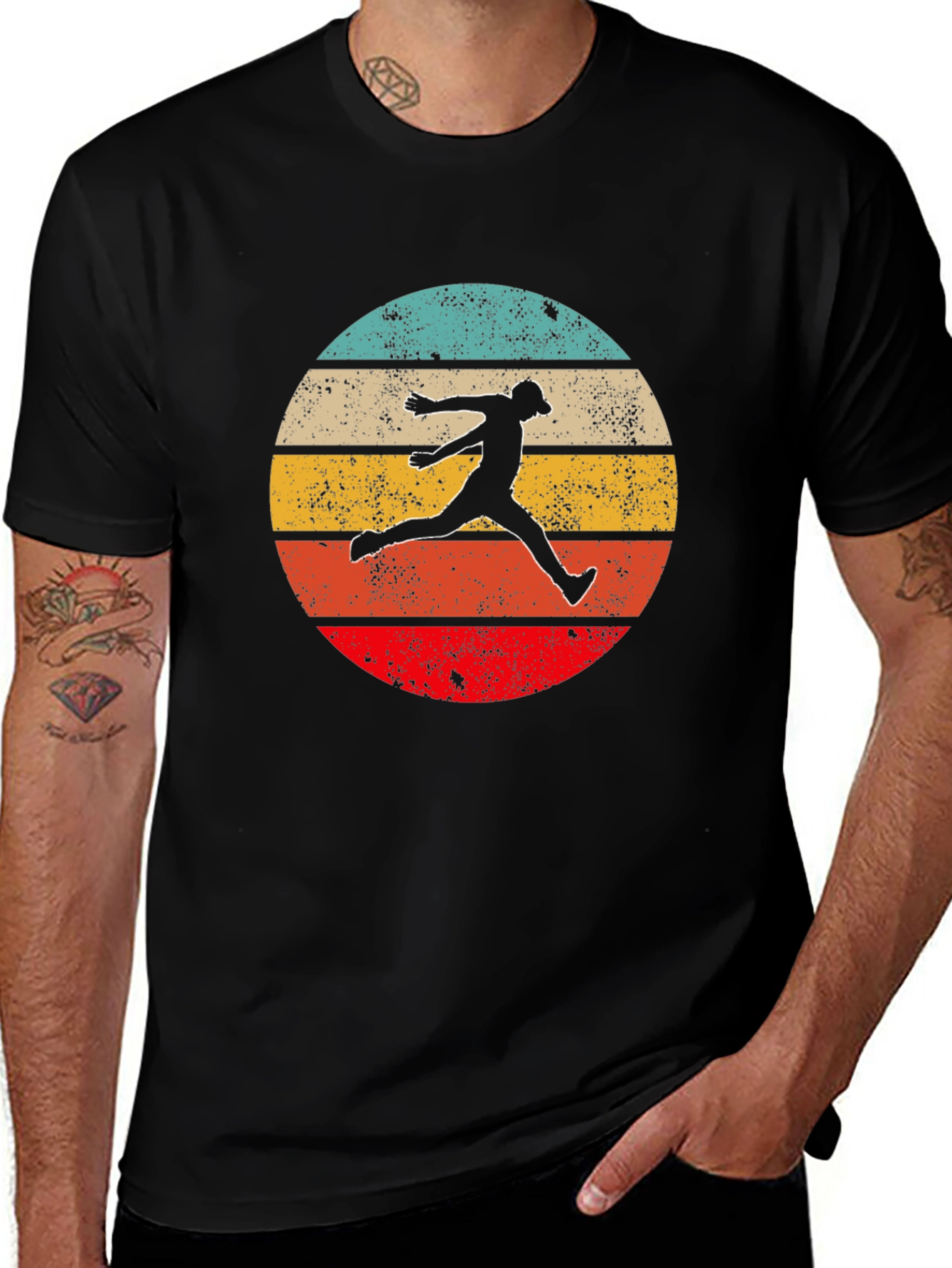 Retro Disc Golf Silhouette Graphic Tee