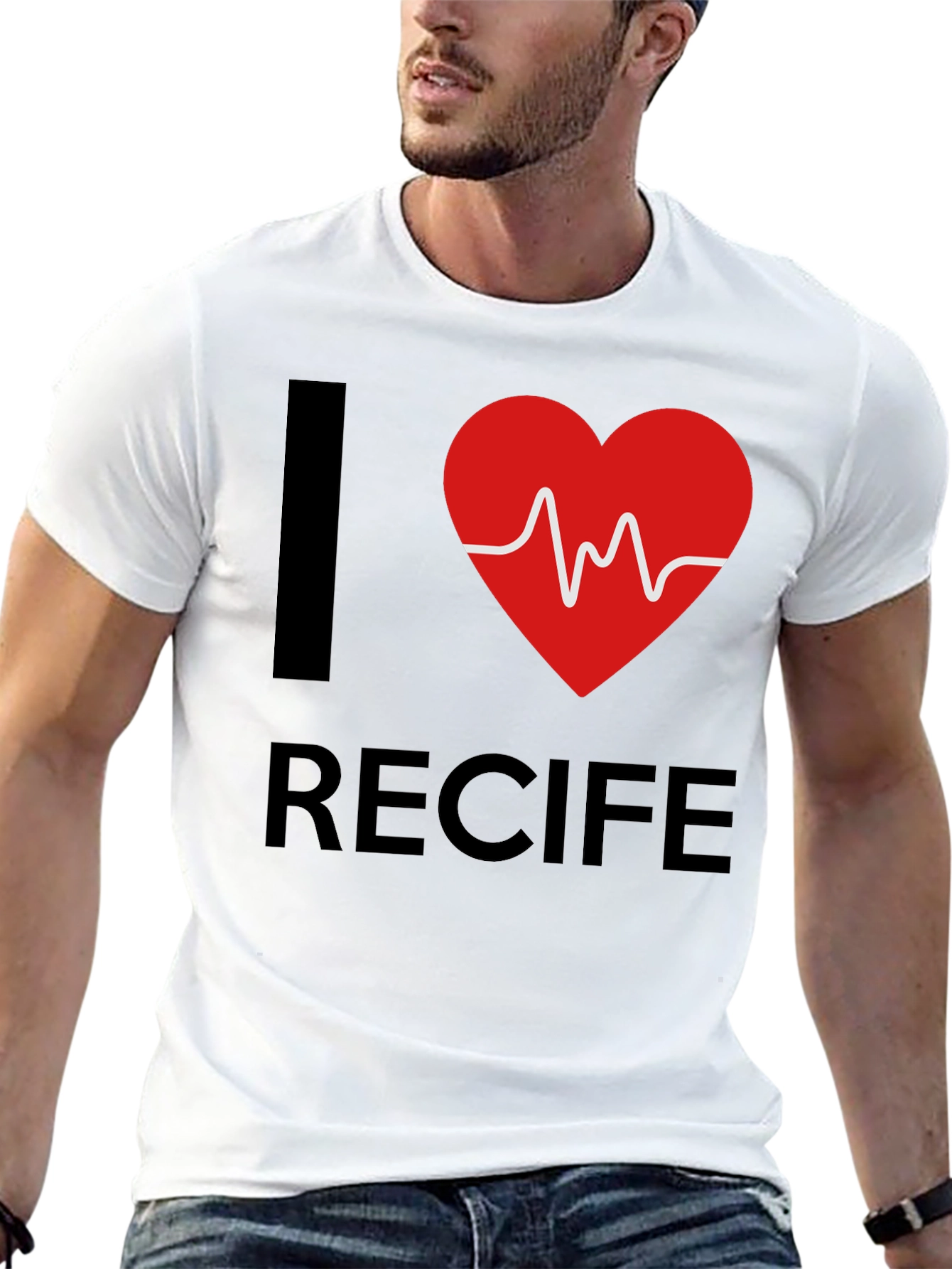I Love Recife Heartbeat Graphic T-Shirt