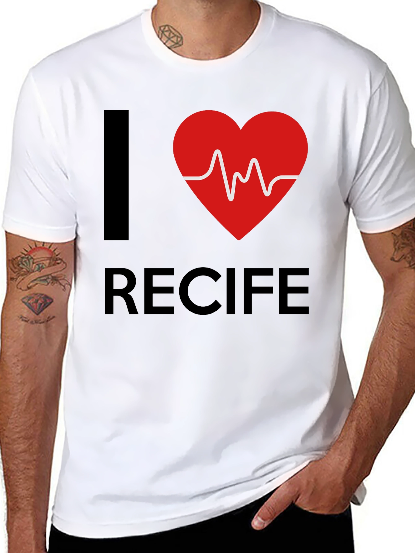 I Love Recife Heartbeat Graphic T-Shirt