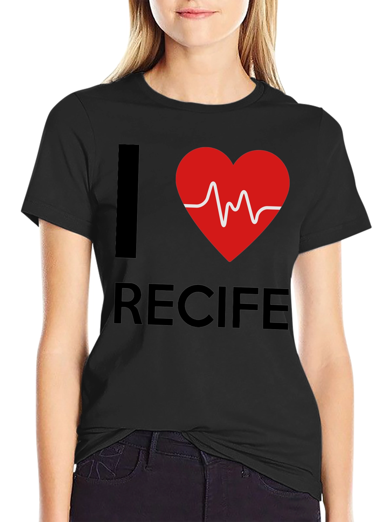 I Love Recife Heartbeat Graphic T-Shirt