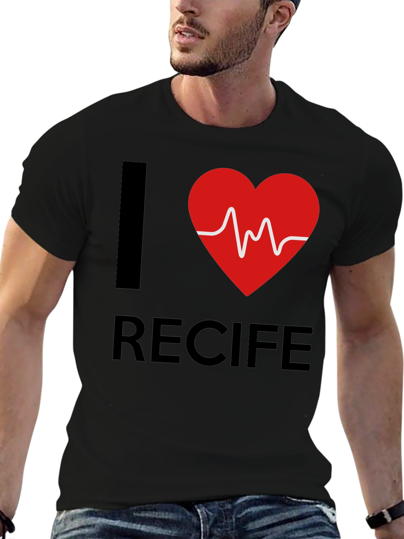 I Love Recife Heartbeat Graphic T-Shirt