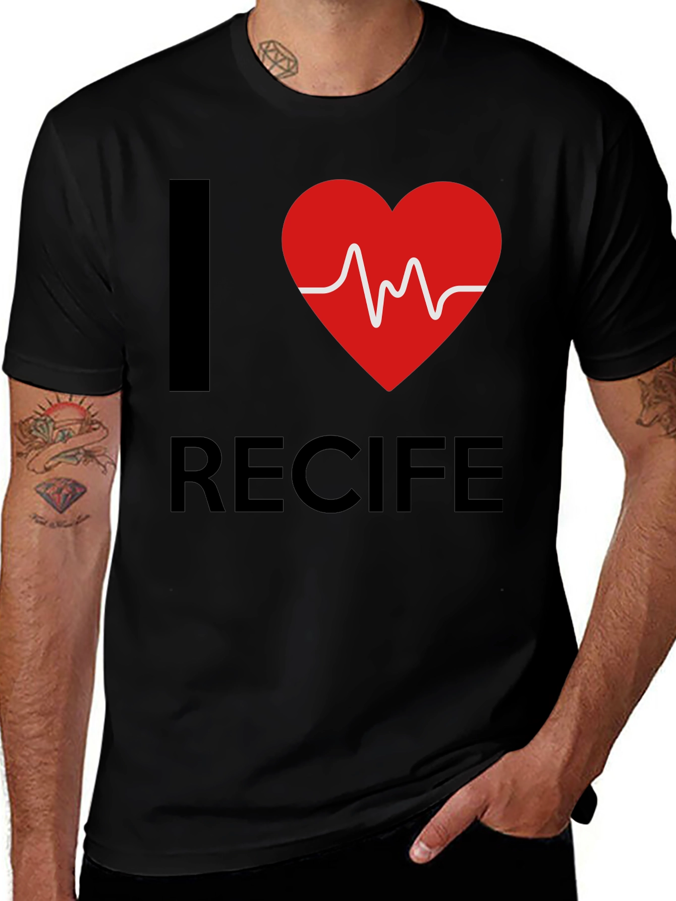 I Love Recife Heartbeat Graphic T-Shirt