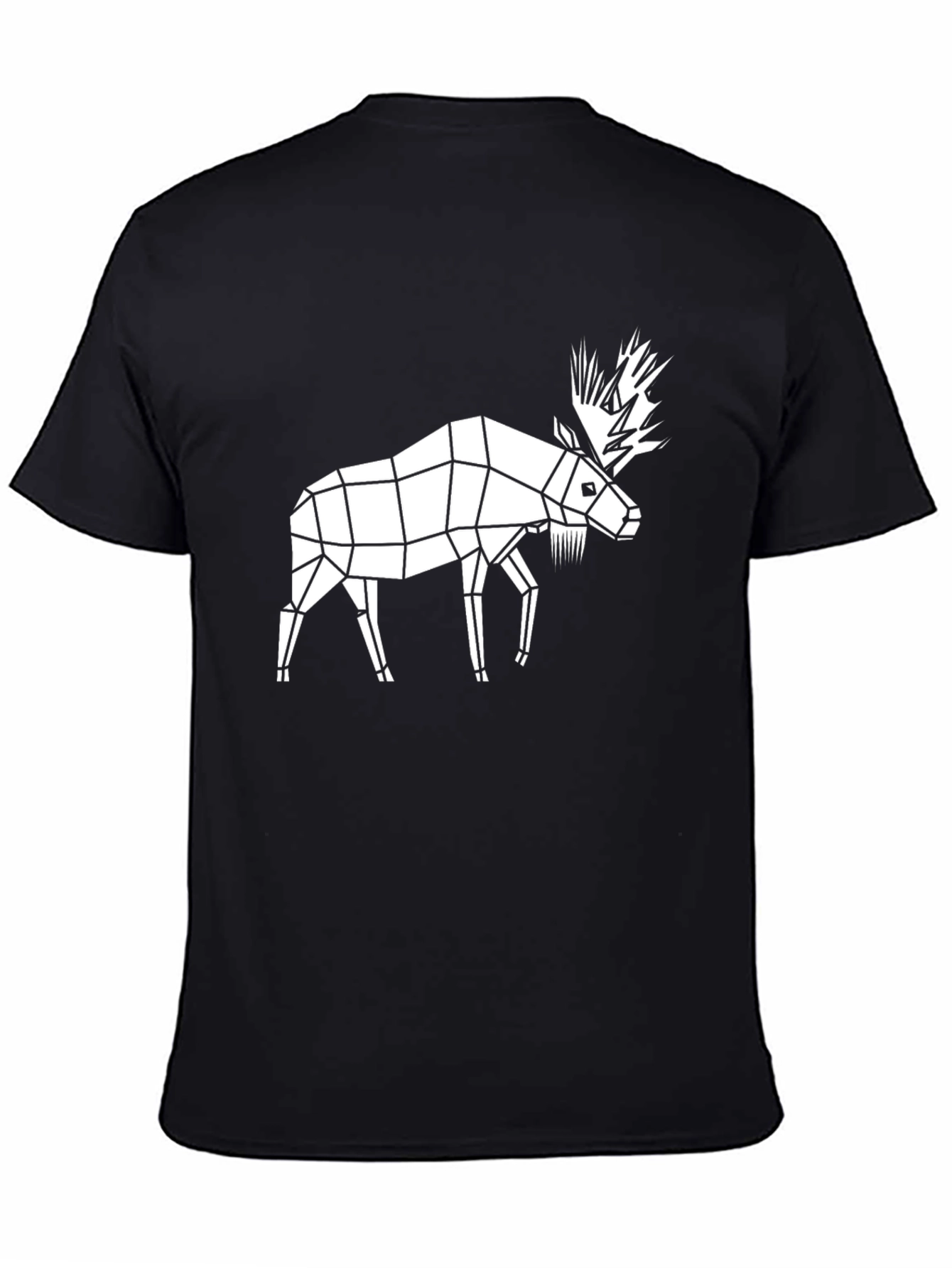 Geometric Moose Graphic Tee - Black