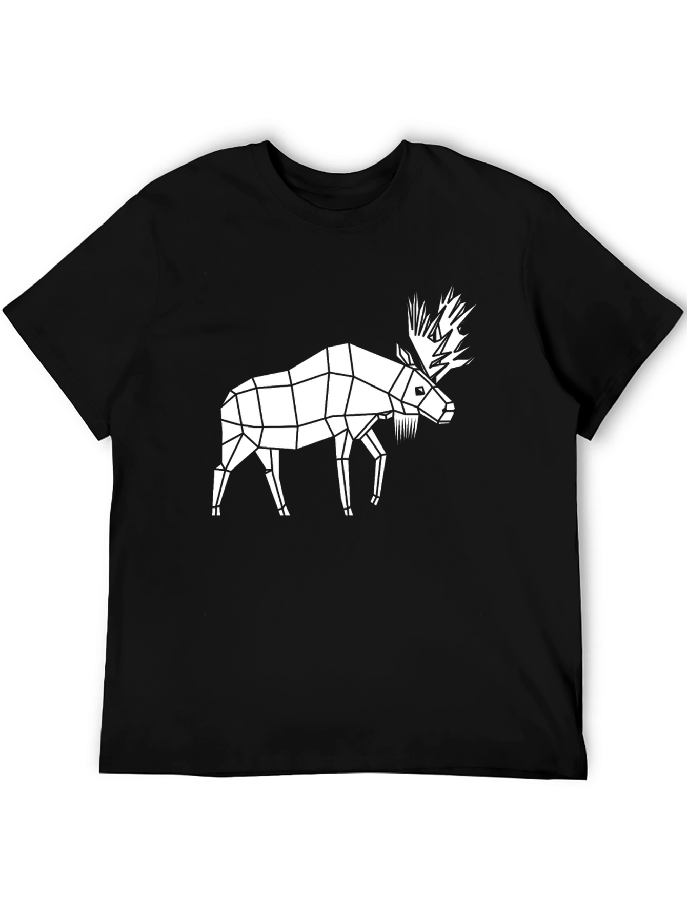 Geometric Moose Graphic Tee - Black