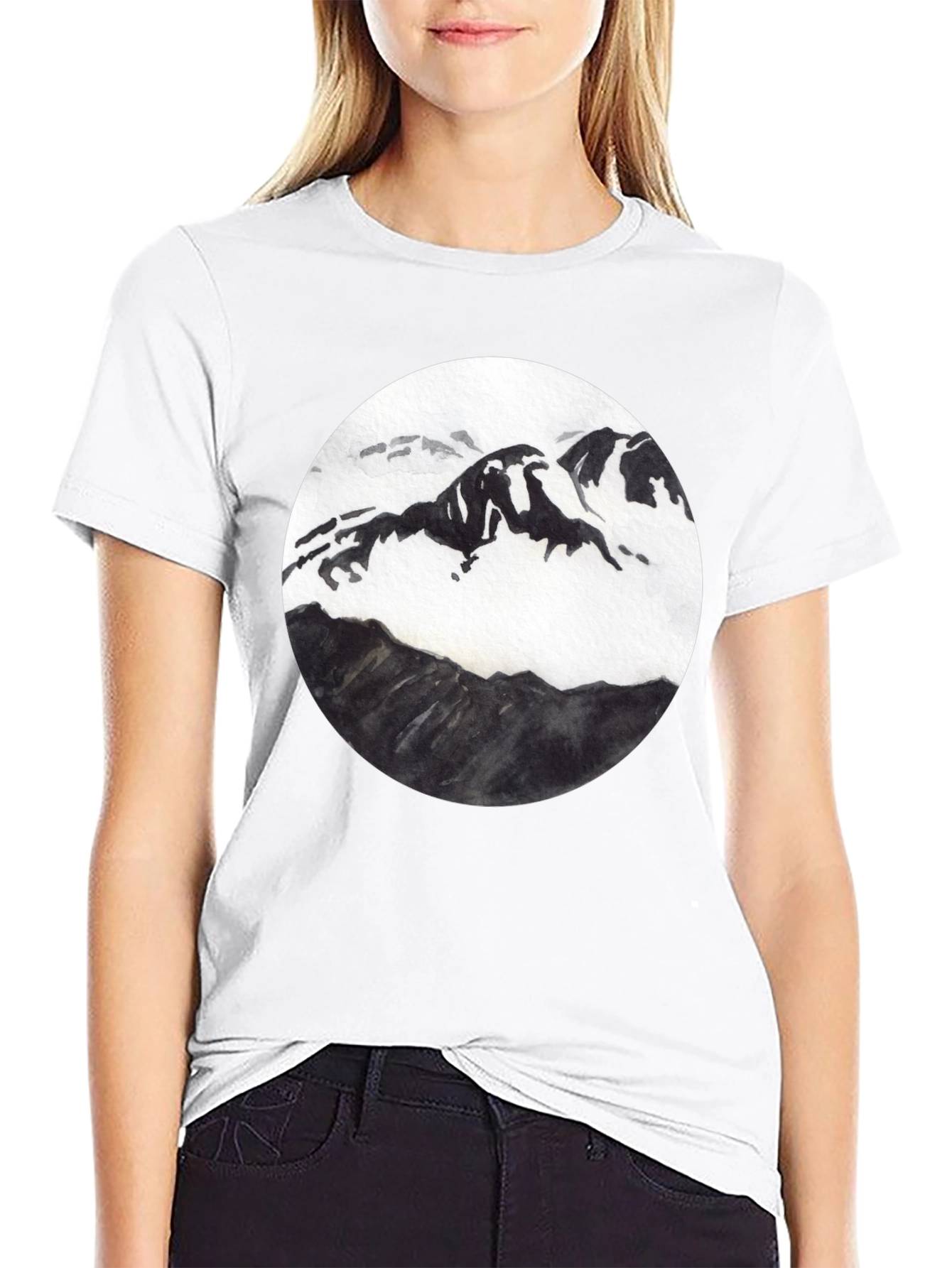 Mountain Graphic Tee - Black Cotton Blend