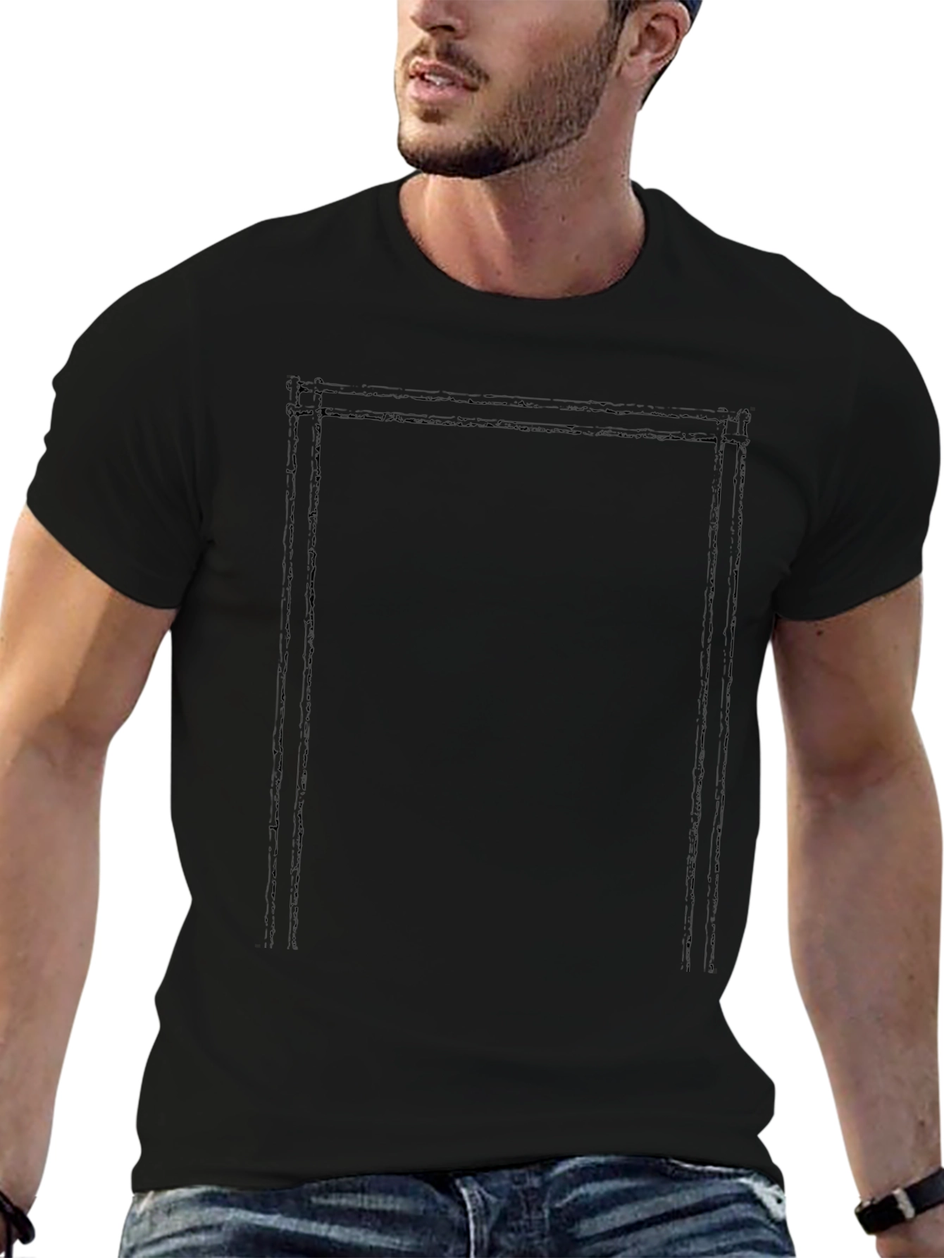 Mens Graphic Border Black T-Shirt