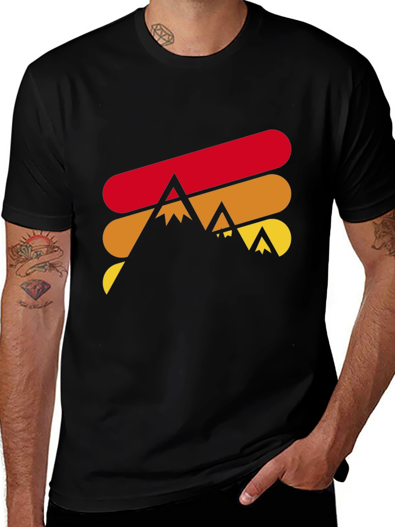 Retro Mountain Graphic Tee - Black