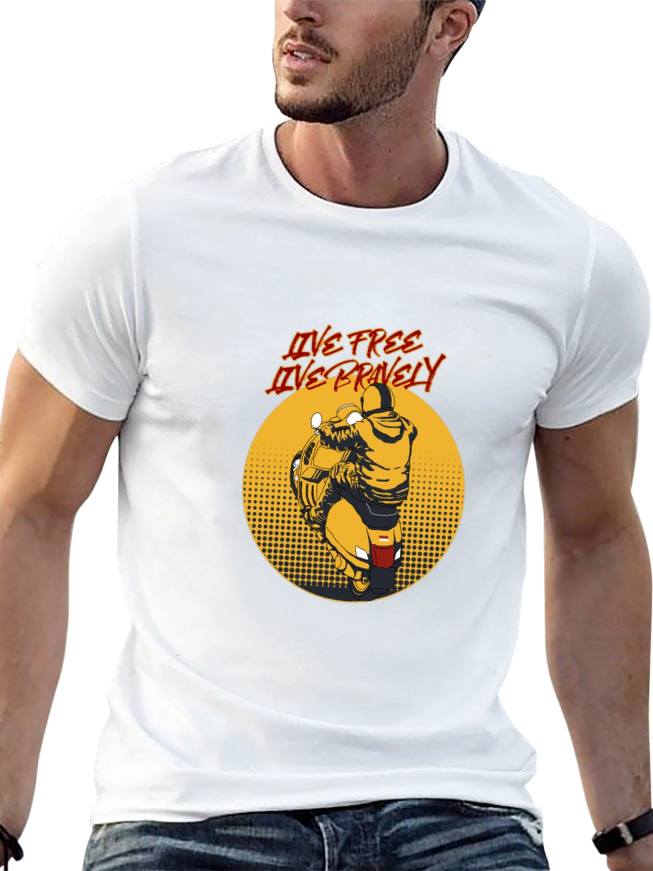 Live Free Motorcycle Graphic Tee - Black