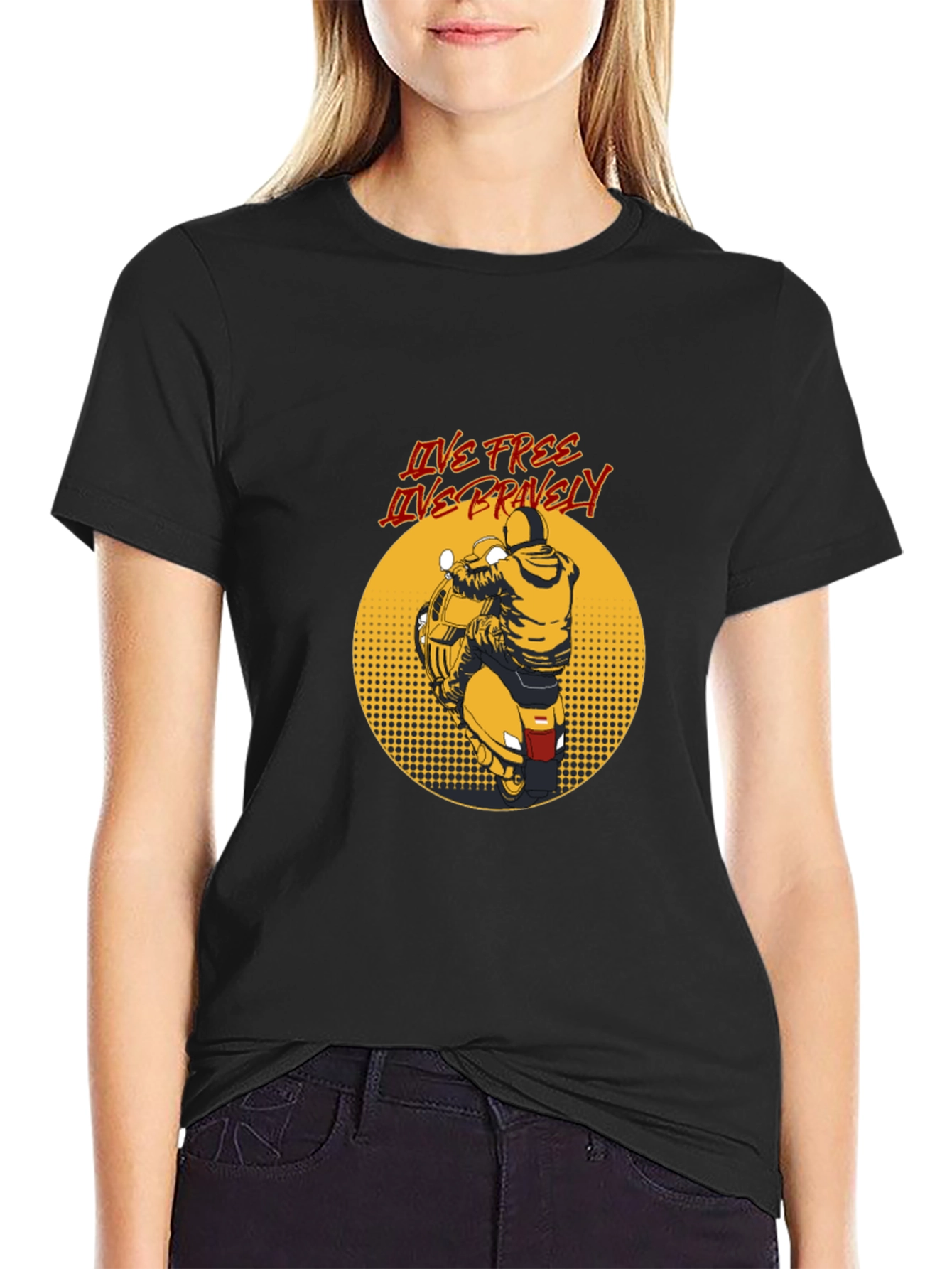 Live Free Motorcycle Graphic Tee - Black