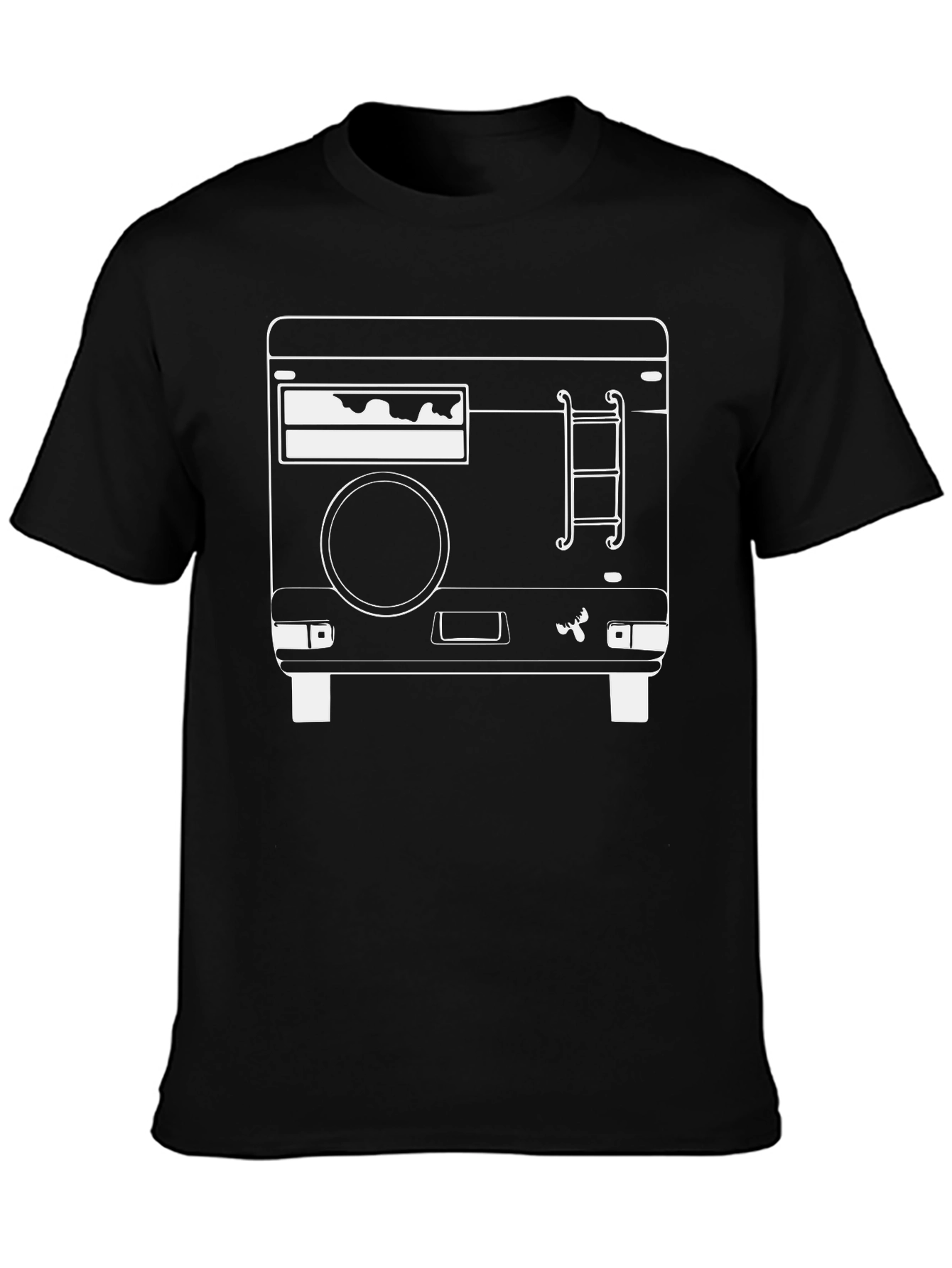 Retro Van T-Shirt - Black White Line Art