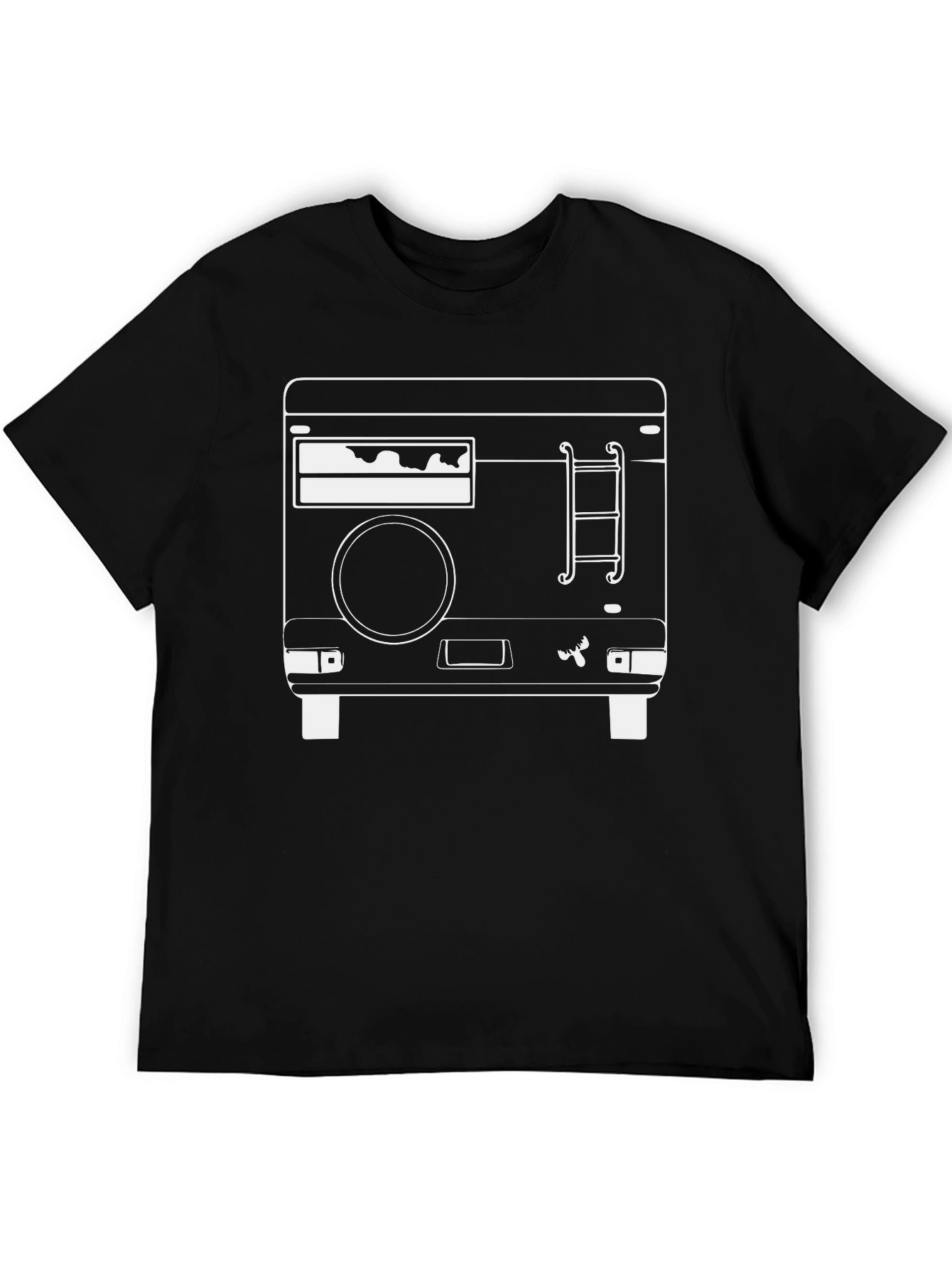 Retro Van T-Shirt - Black White Line Art