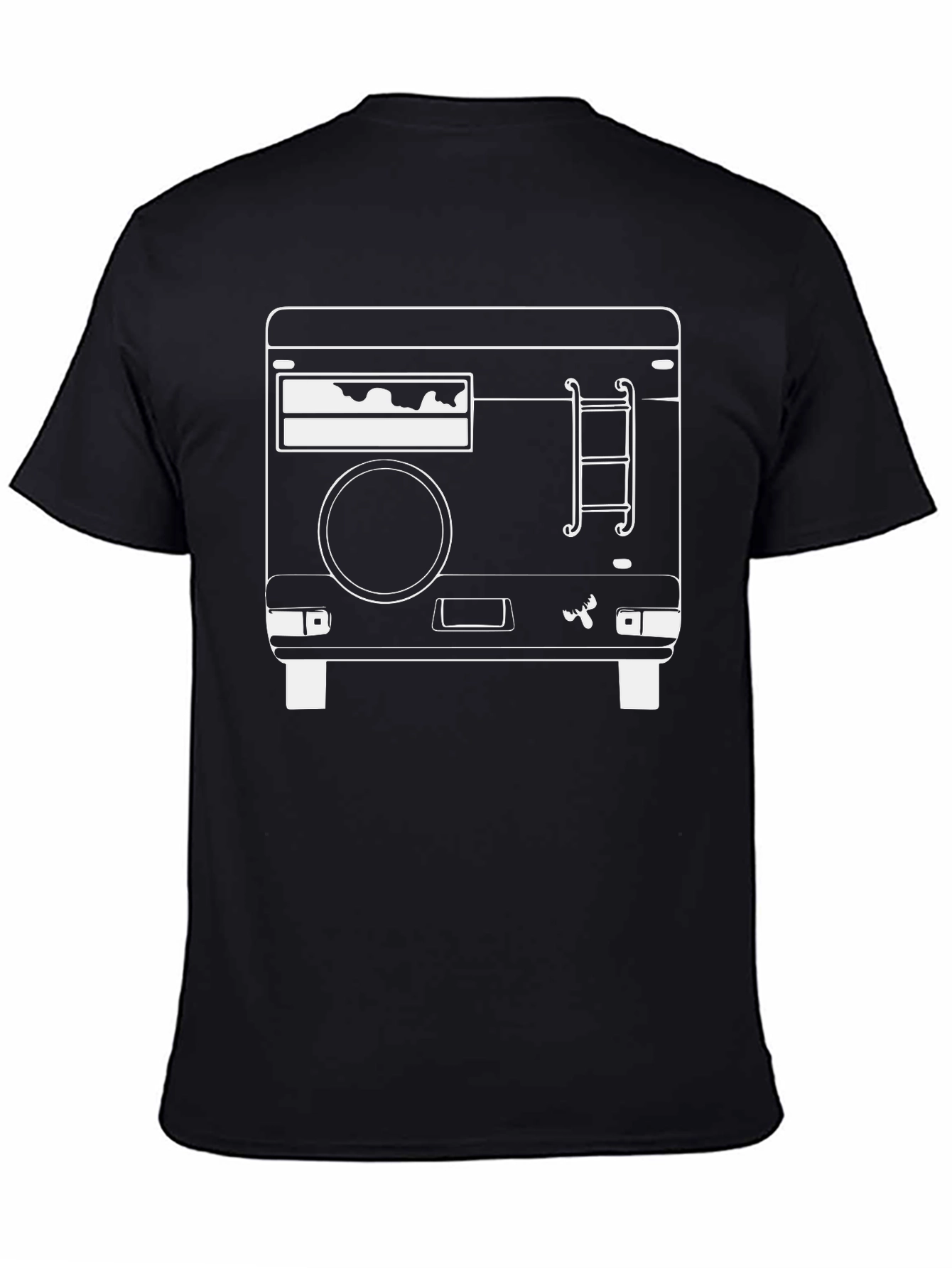 Retro Van T-Shirt - Black White Line Art
