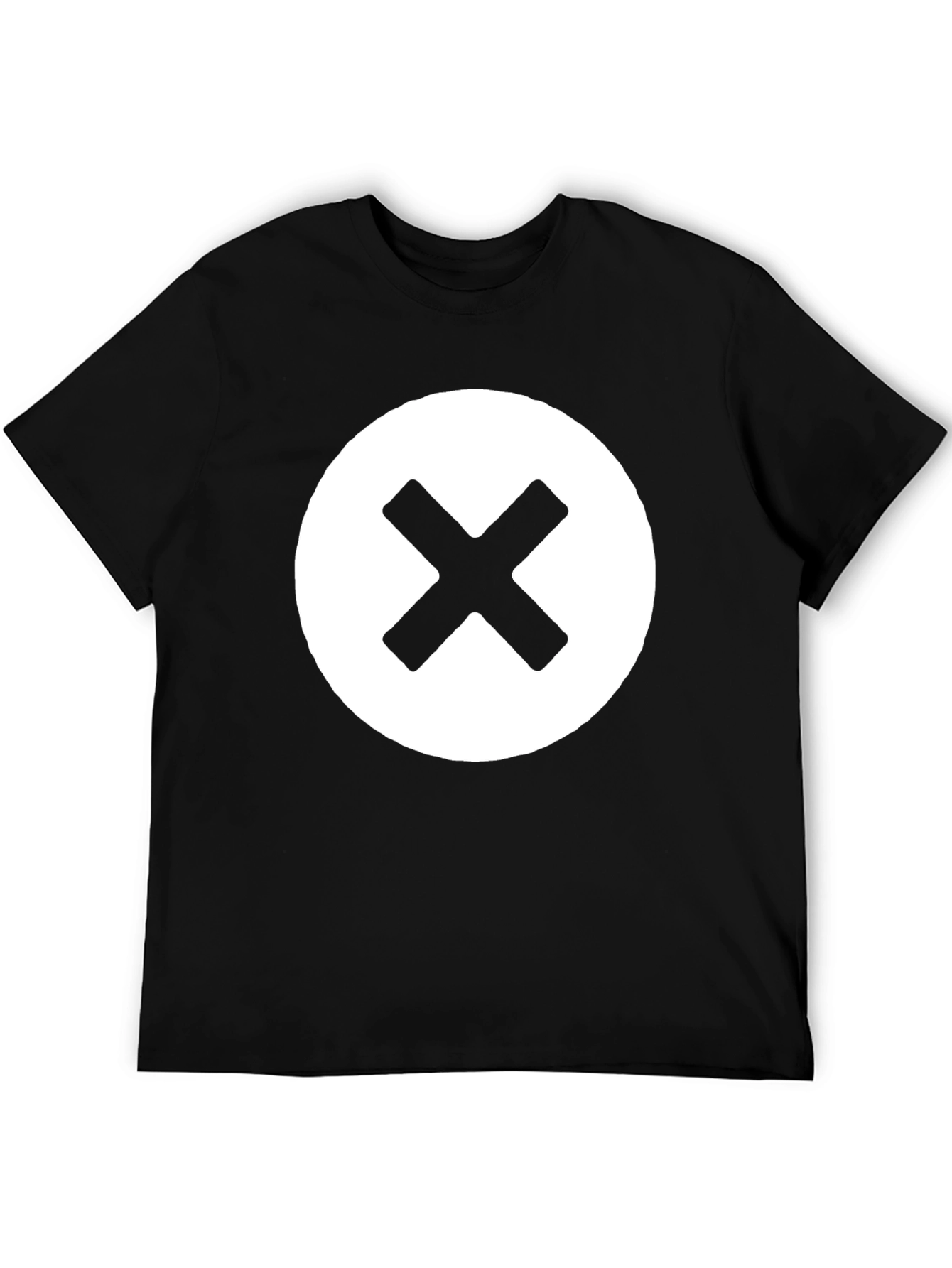 Black T-Shirt with White X Circle Design