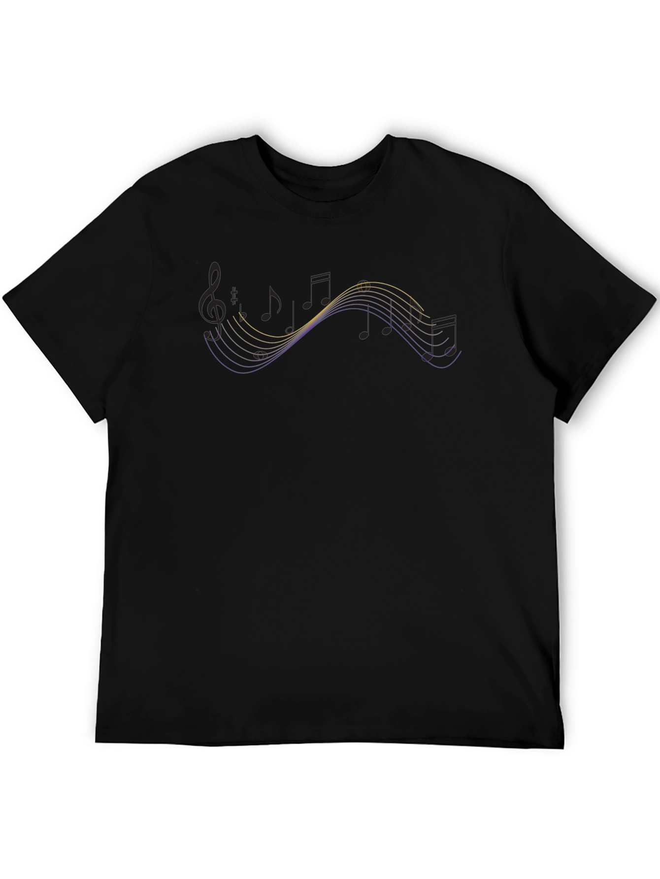 Musical Note Wave Black T-Shirt