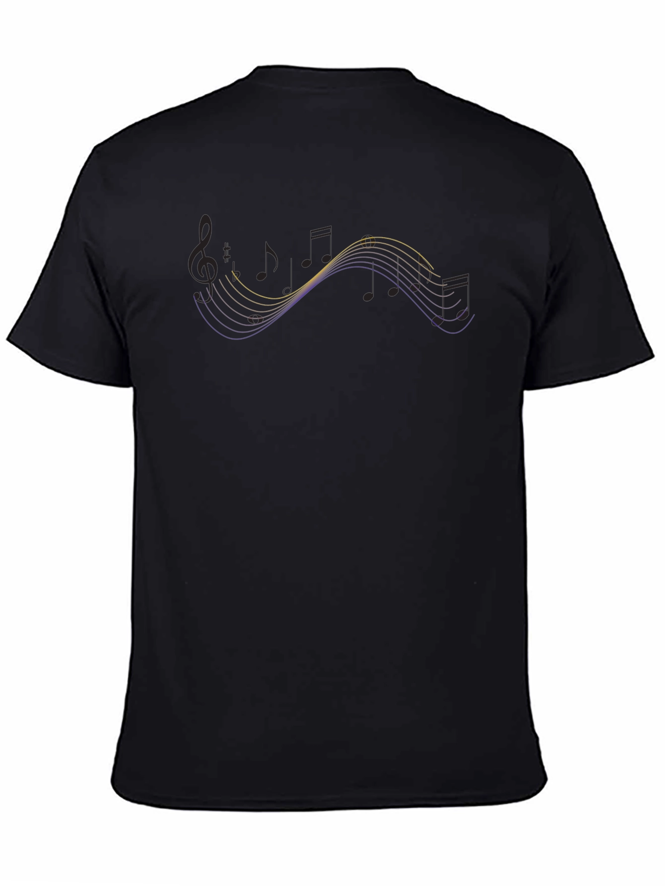 Musical Note Wave Black T-Shirt