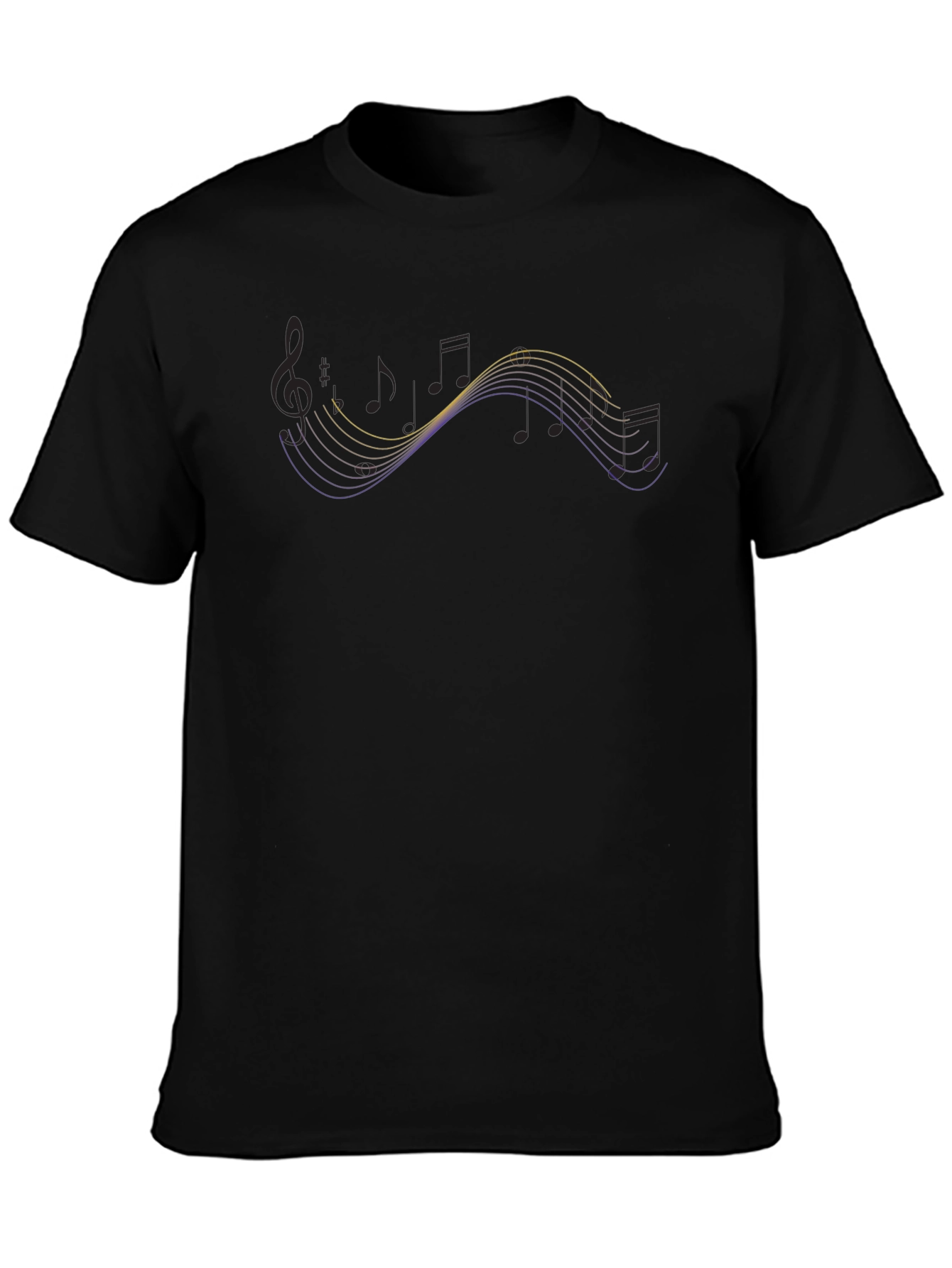 Musical Note Wave Black T-Shirt