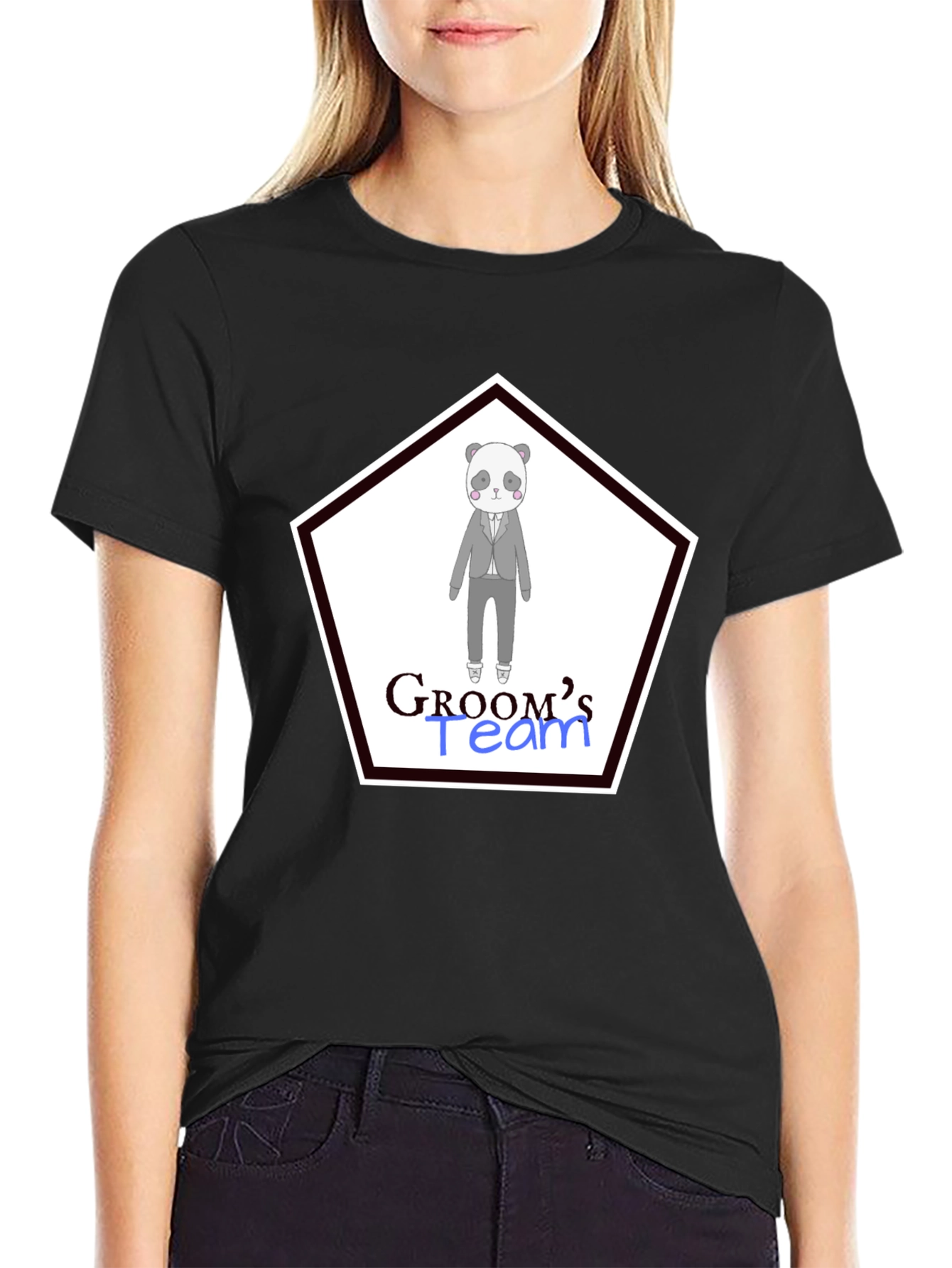 Grooms Team Panda Bear Wedding T-Shirt