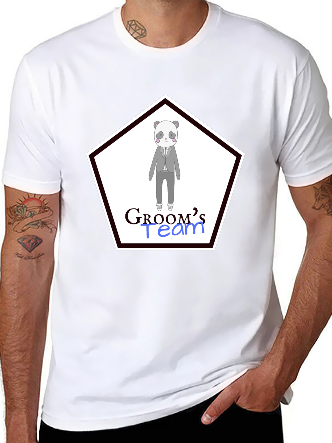 Grooms Team Panda Bear Wedding T-Shirt