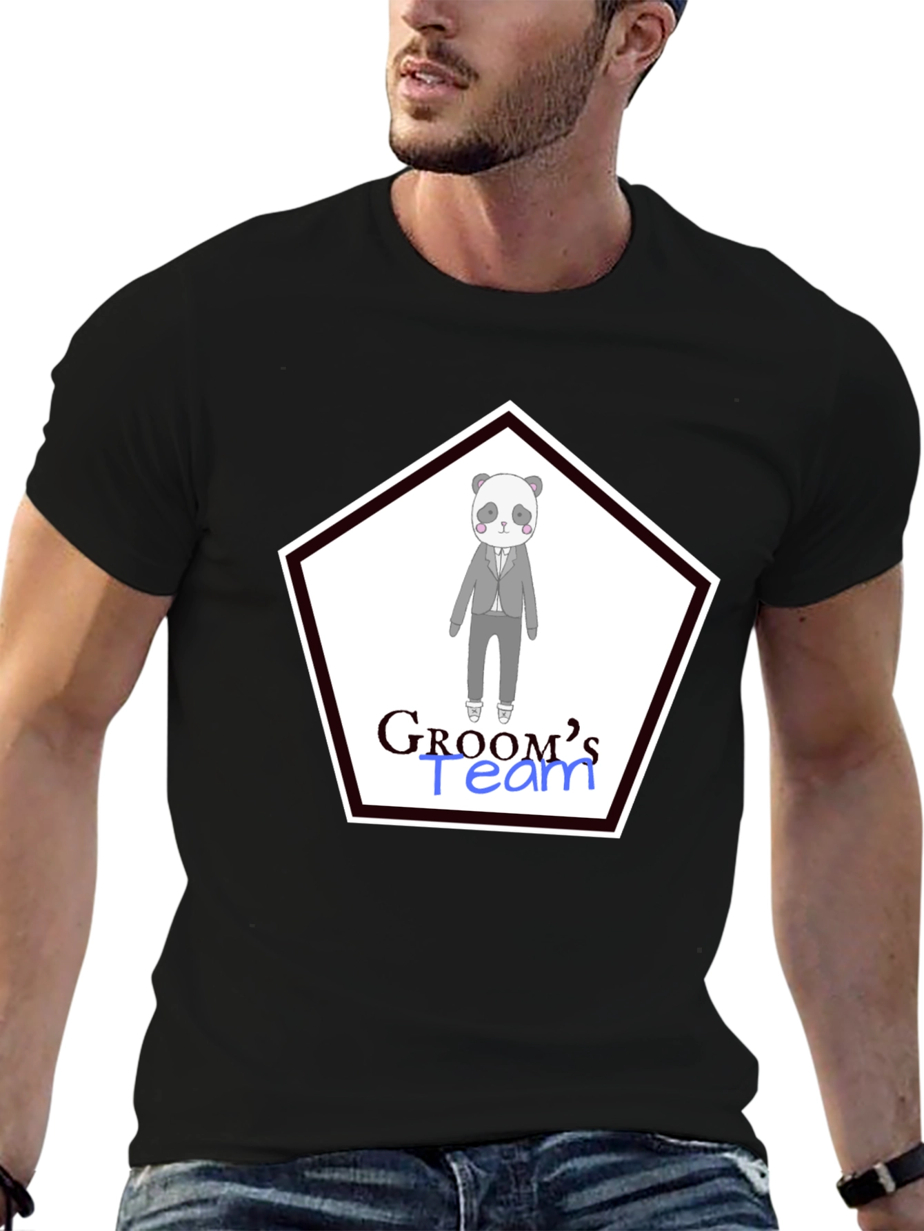 Grooms Team Panda Bear Wedding T-Shirt