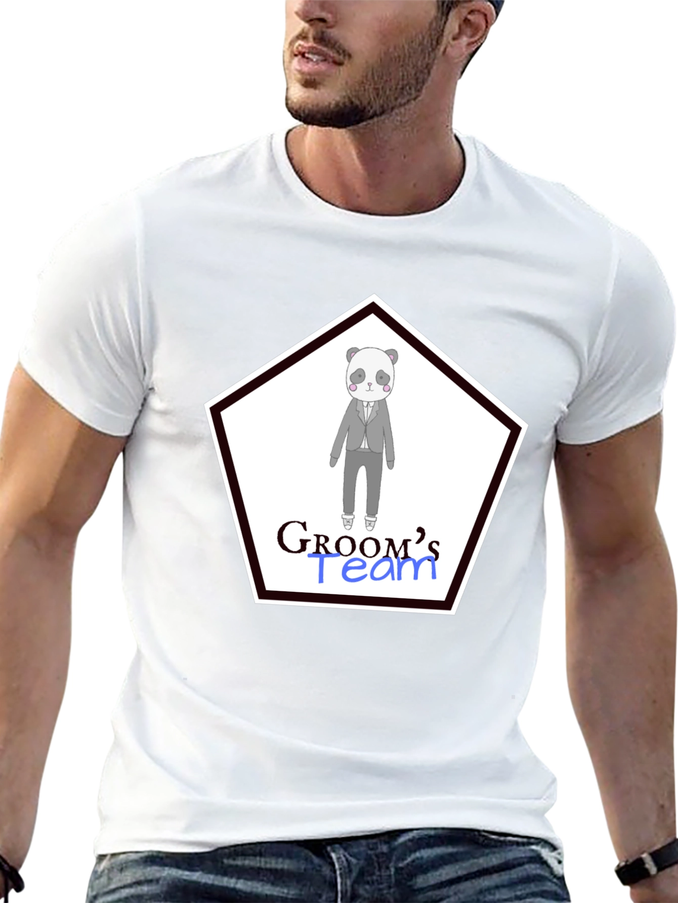 Grooms Team Panda Bear Wedding T-Shirt