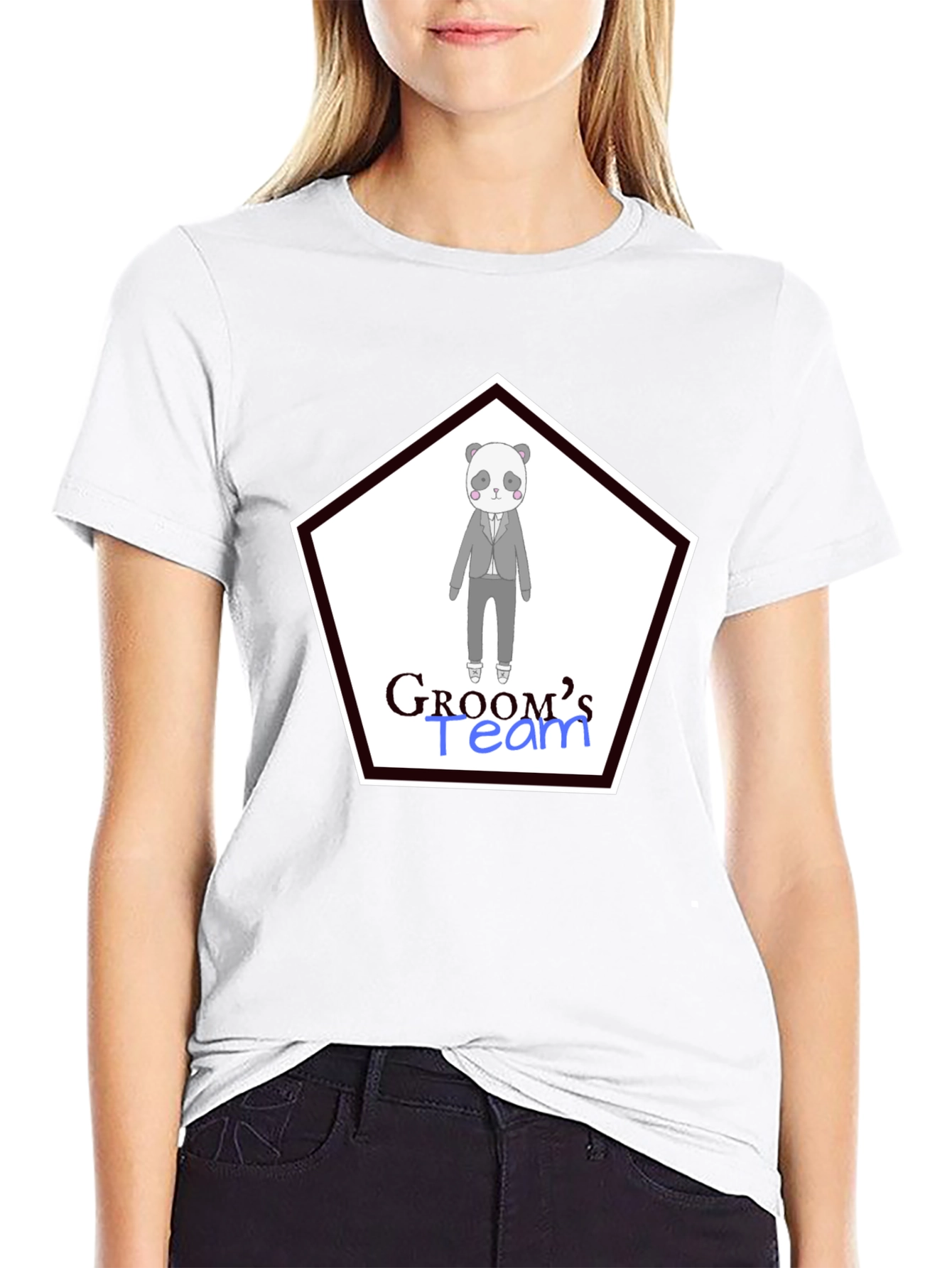 Grooms Team Panda Bear Wedding T-Shirt