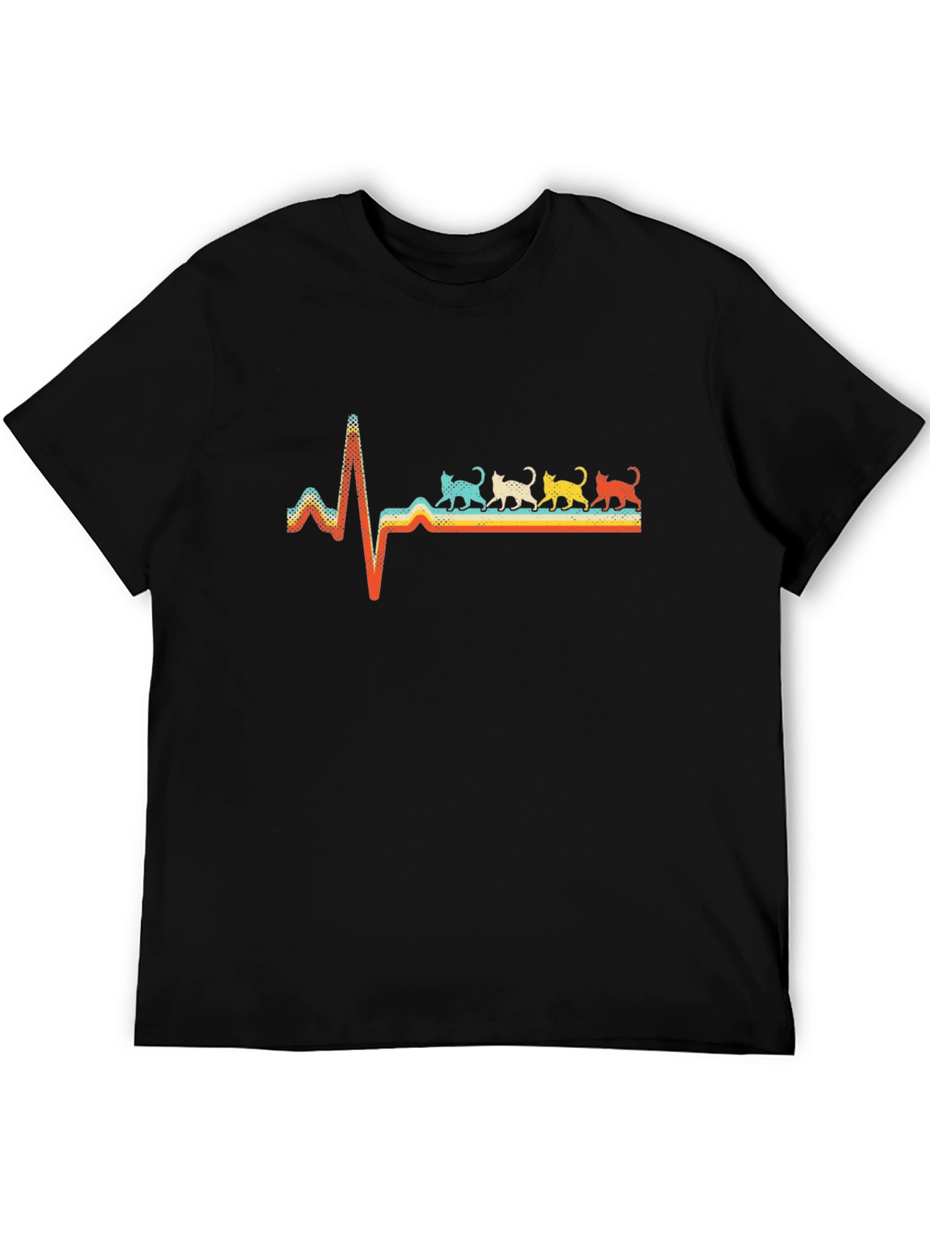 Retro Cat Heartbeat Graphic Tee