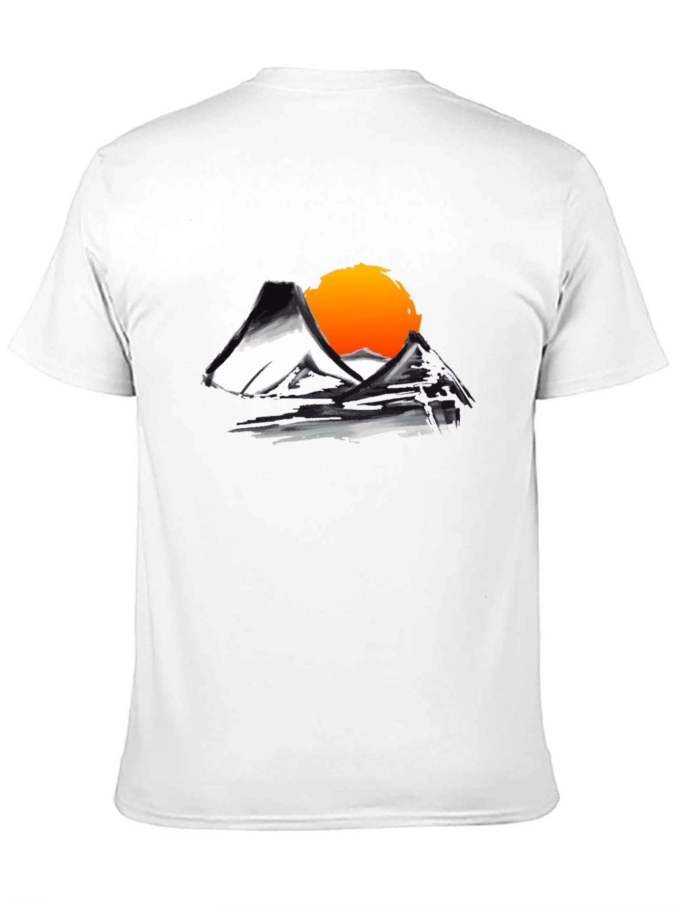 Mountain Sunset Graphic Tee - Black Cotton T-Shirt