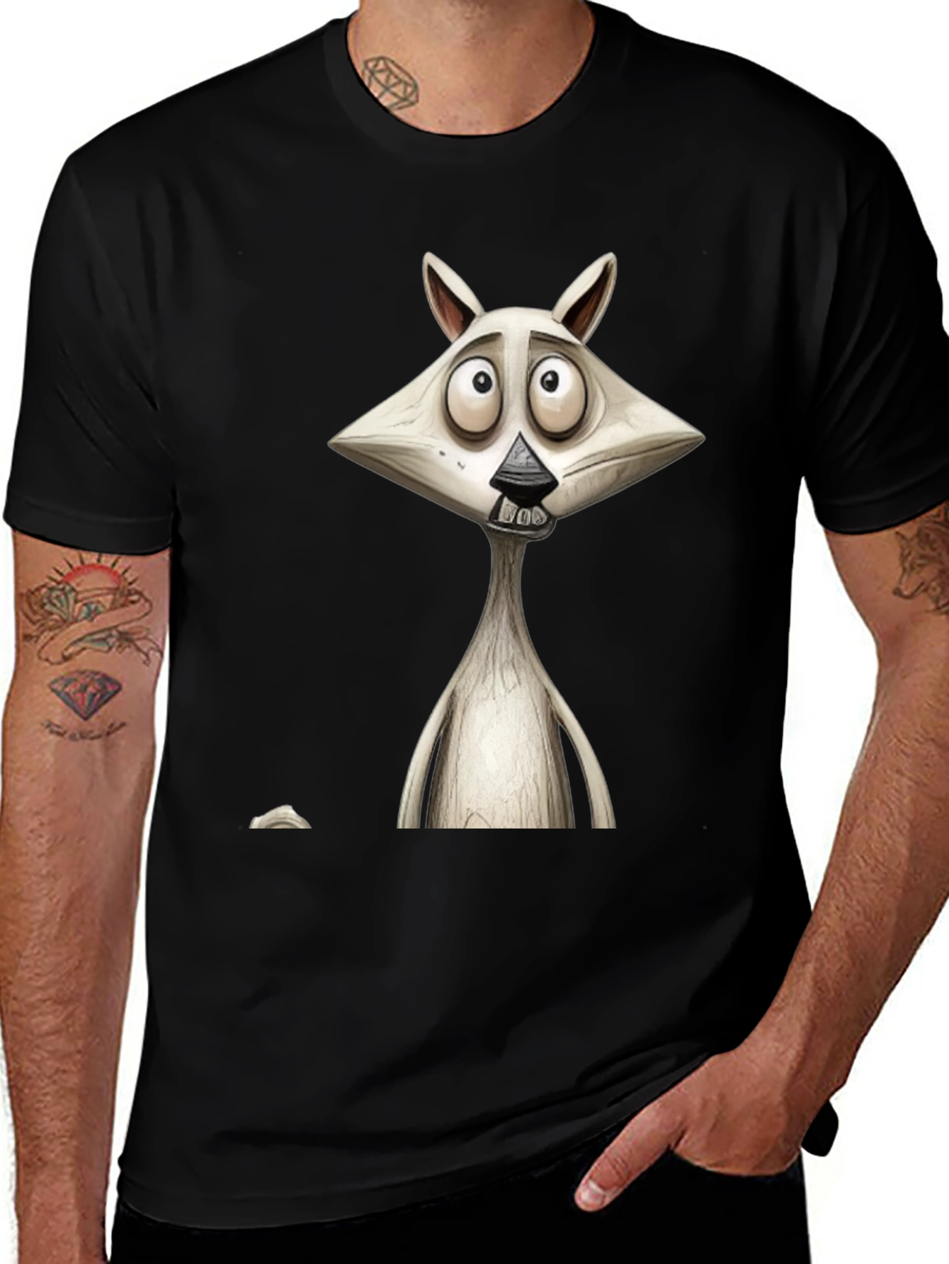 Cartoon Character Graphic Print Mens Black T-Shirt