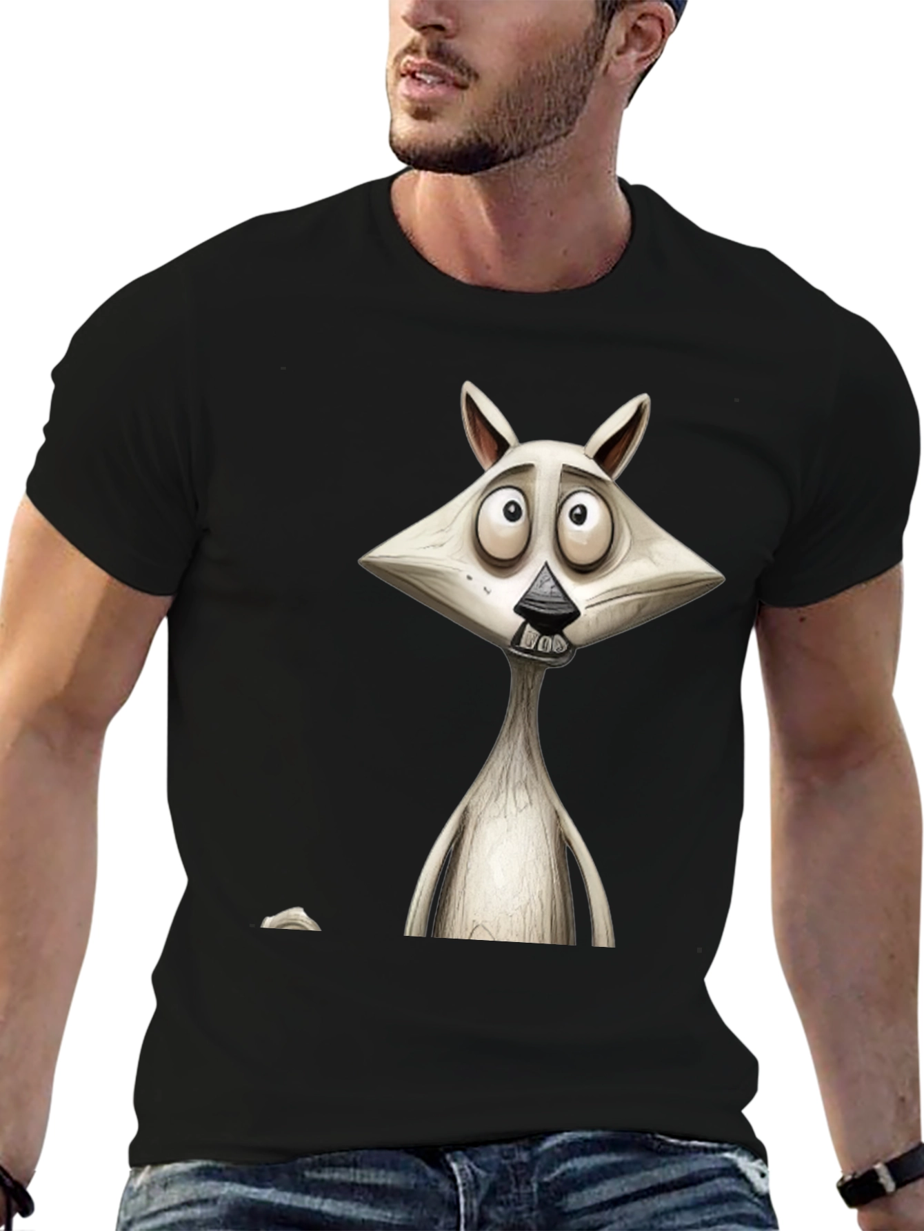 Cartoon Character Graphic Print Mens Black T-Shirt