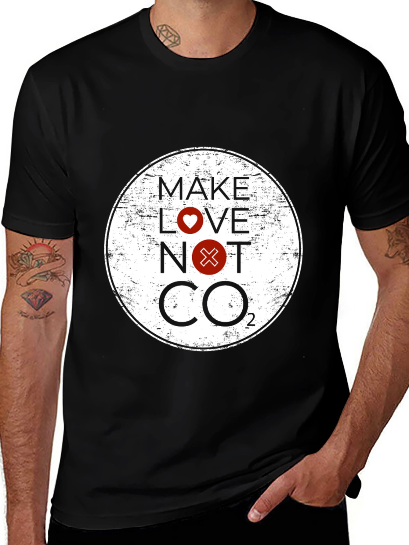 Make Love Not CO2 Graphic Tee - Black