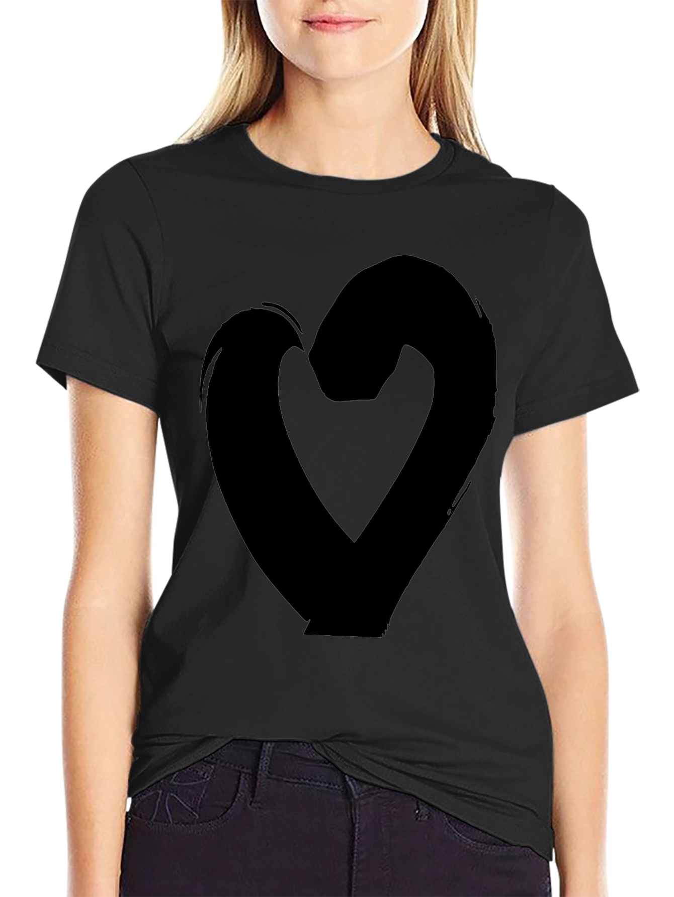 Bold Heart Graphic Tee - Black Casual Shirt