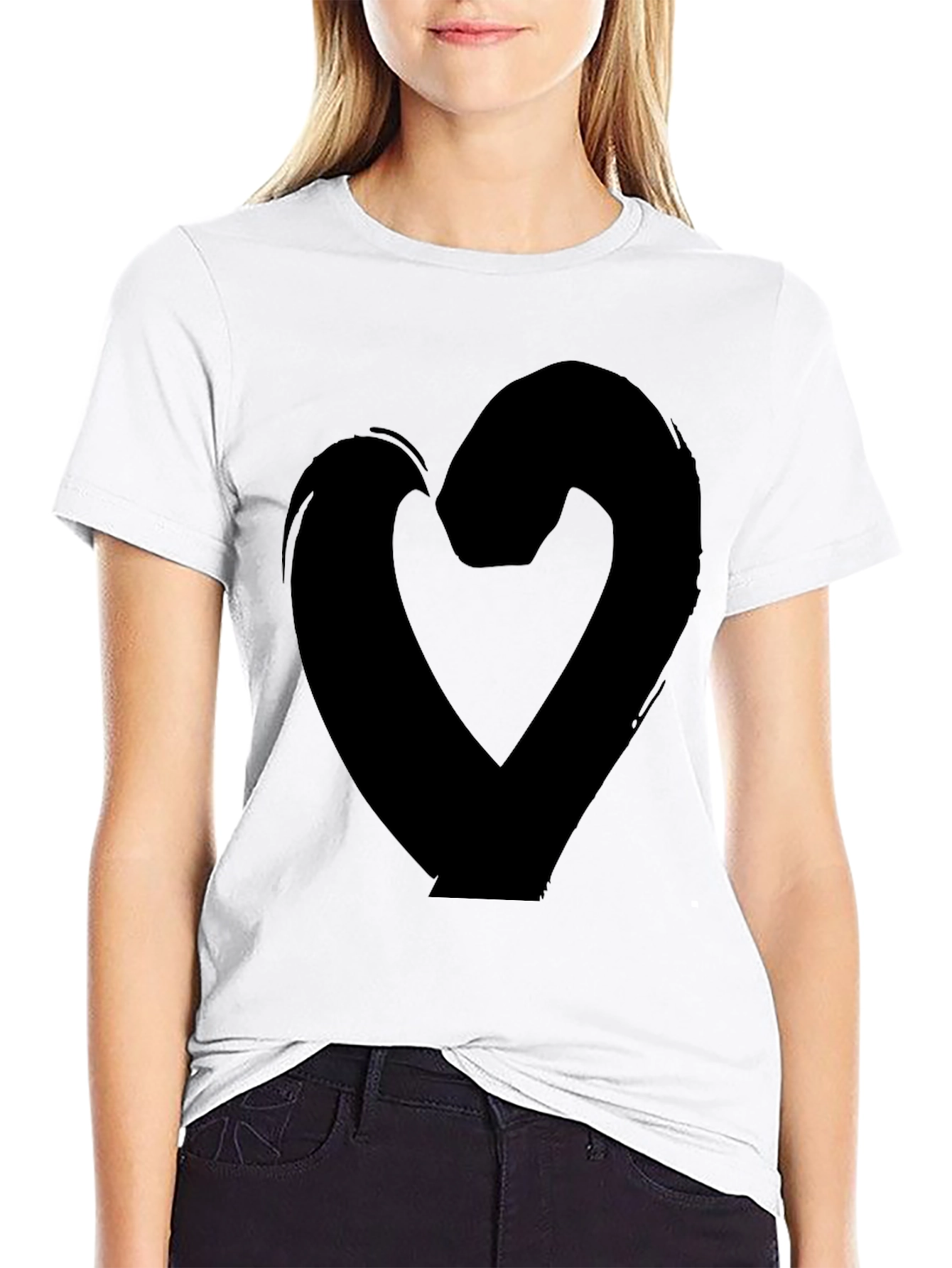 Bold Heart Graphic Tee - Black Casual Shirt