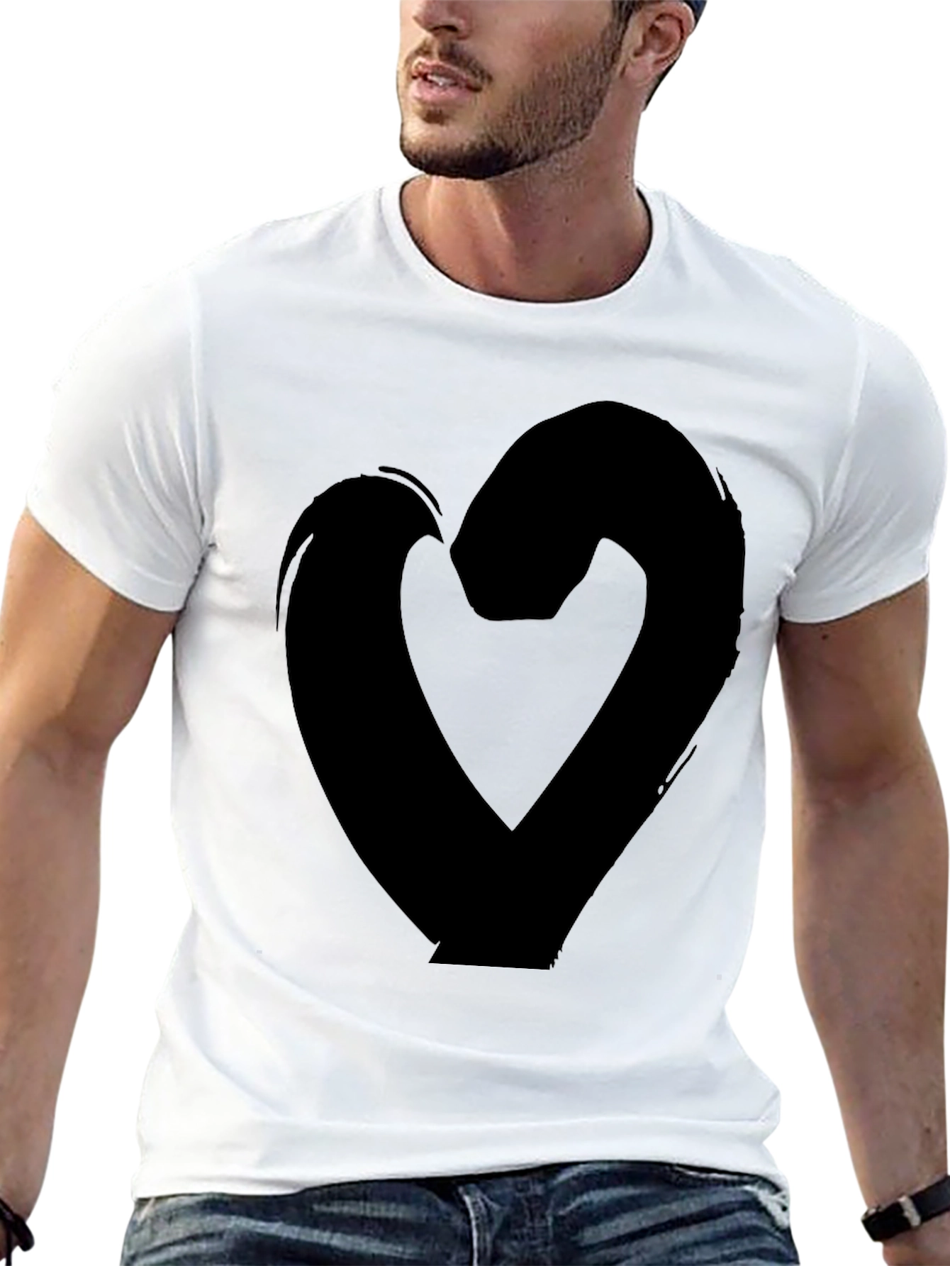 Bold Heart Graphic Tee - Black Casual Shirt