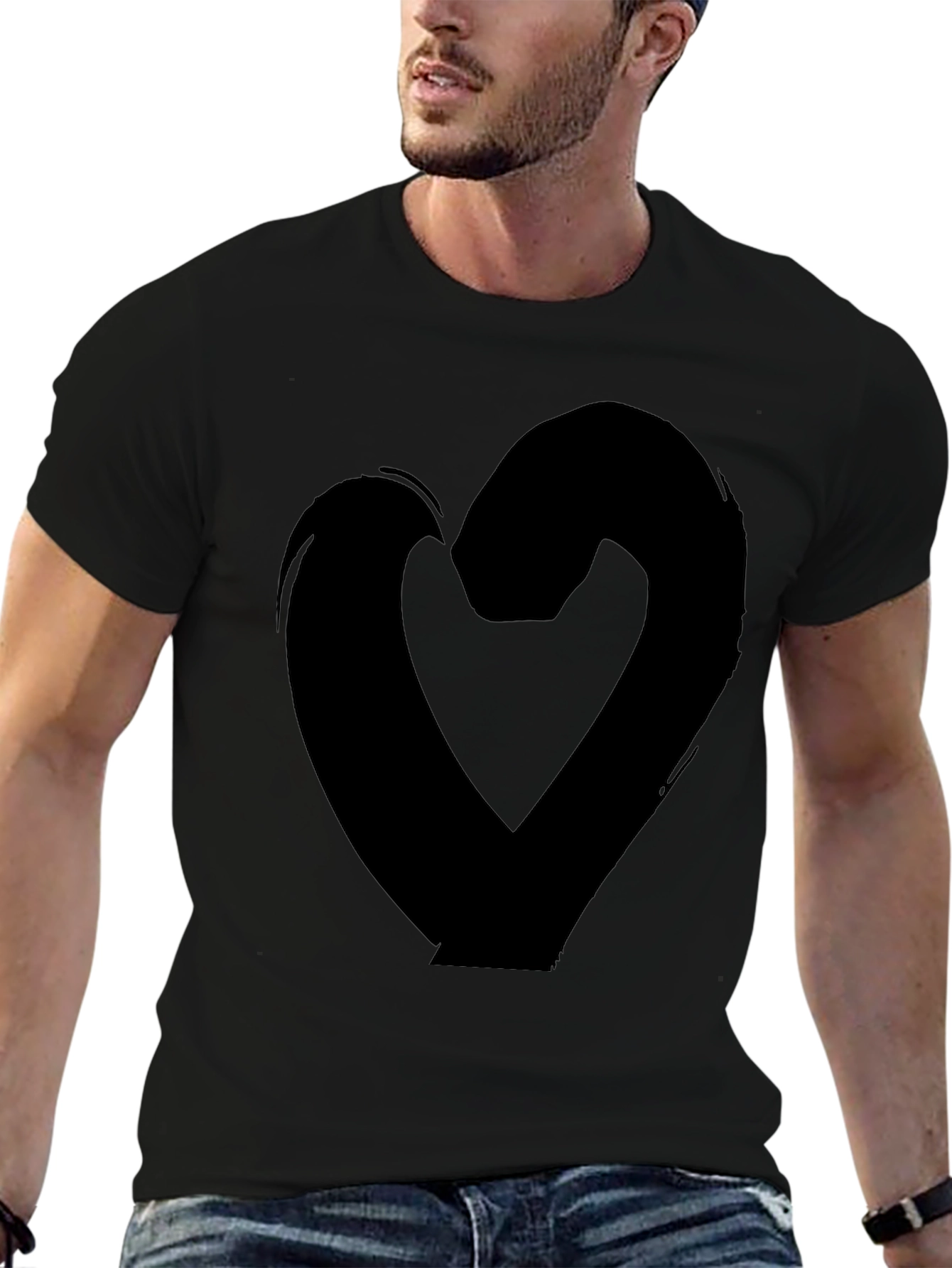 Bold Heart Graphic Tee - Black Casual Shirt