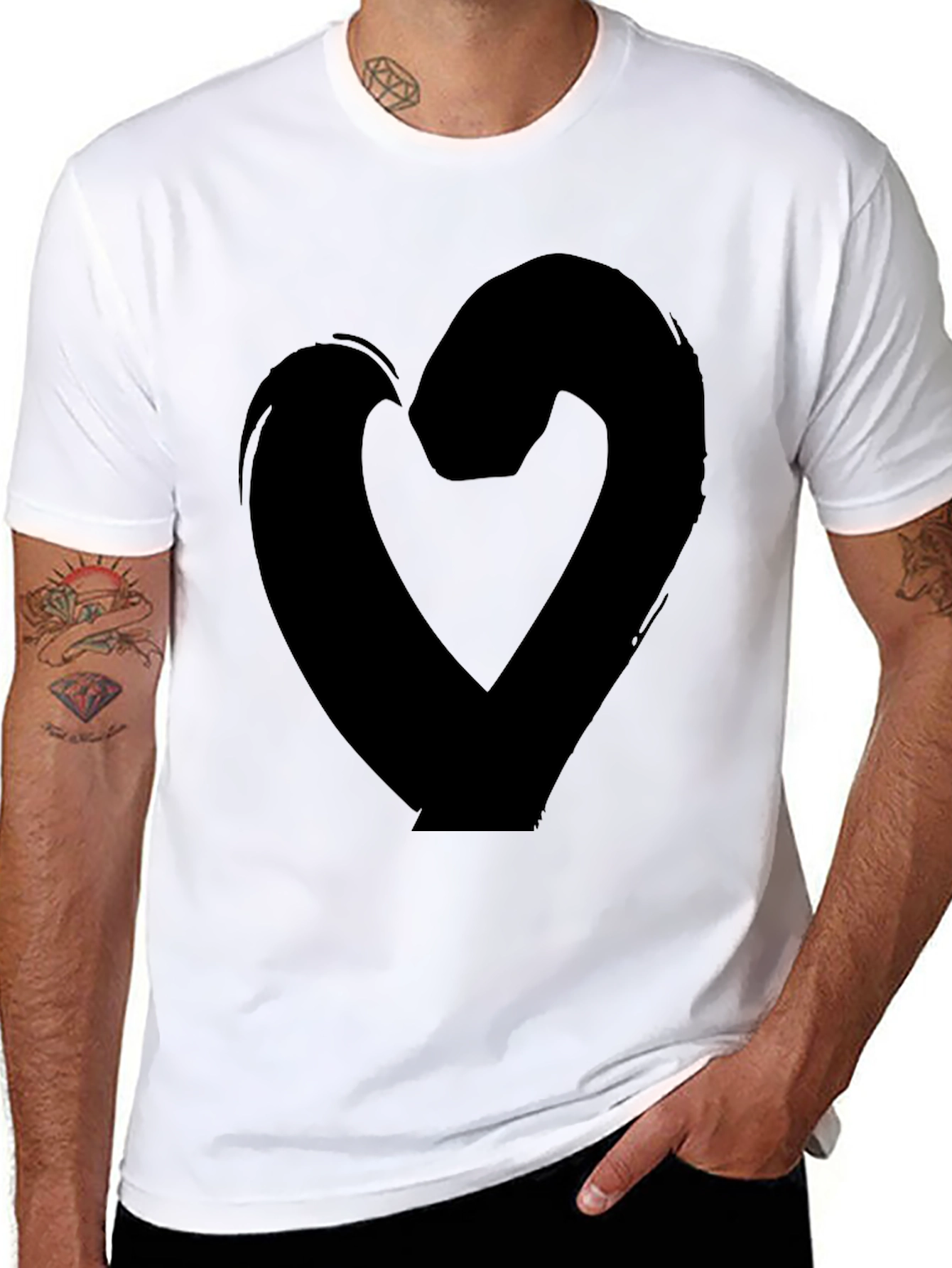 Bold Heart Graphic Tee - Black Casual Shirt