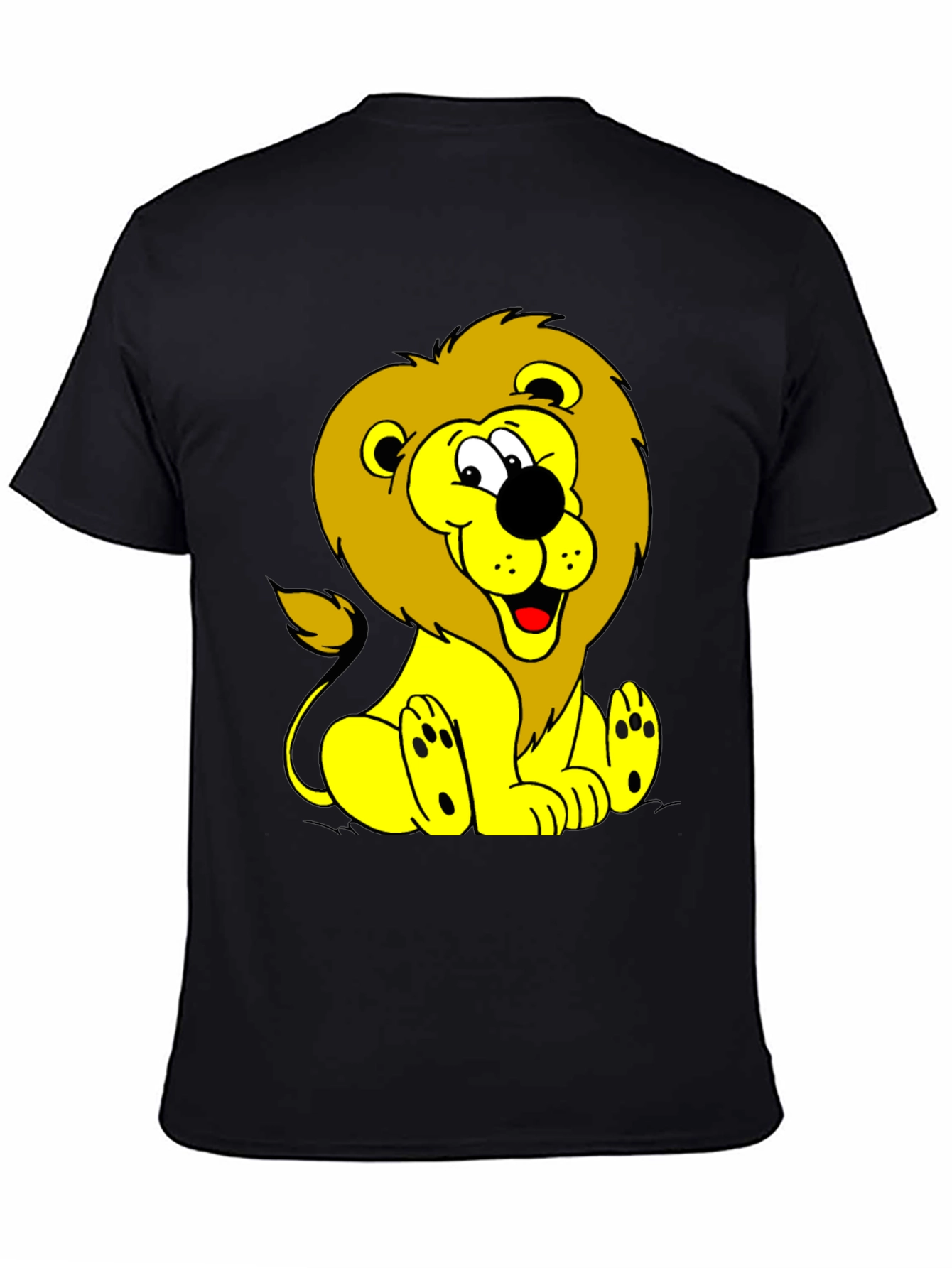 Cartoon Lion Graphic Tee - Black