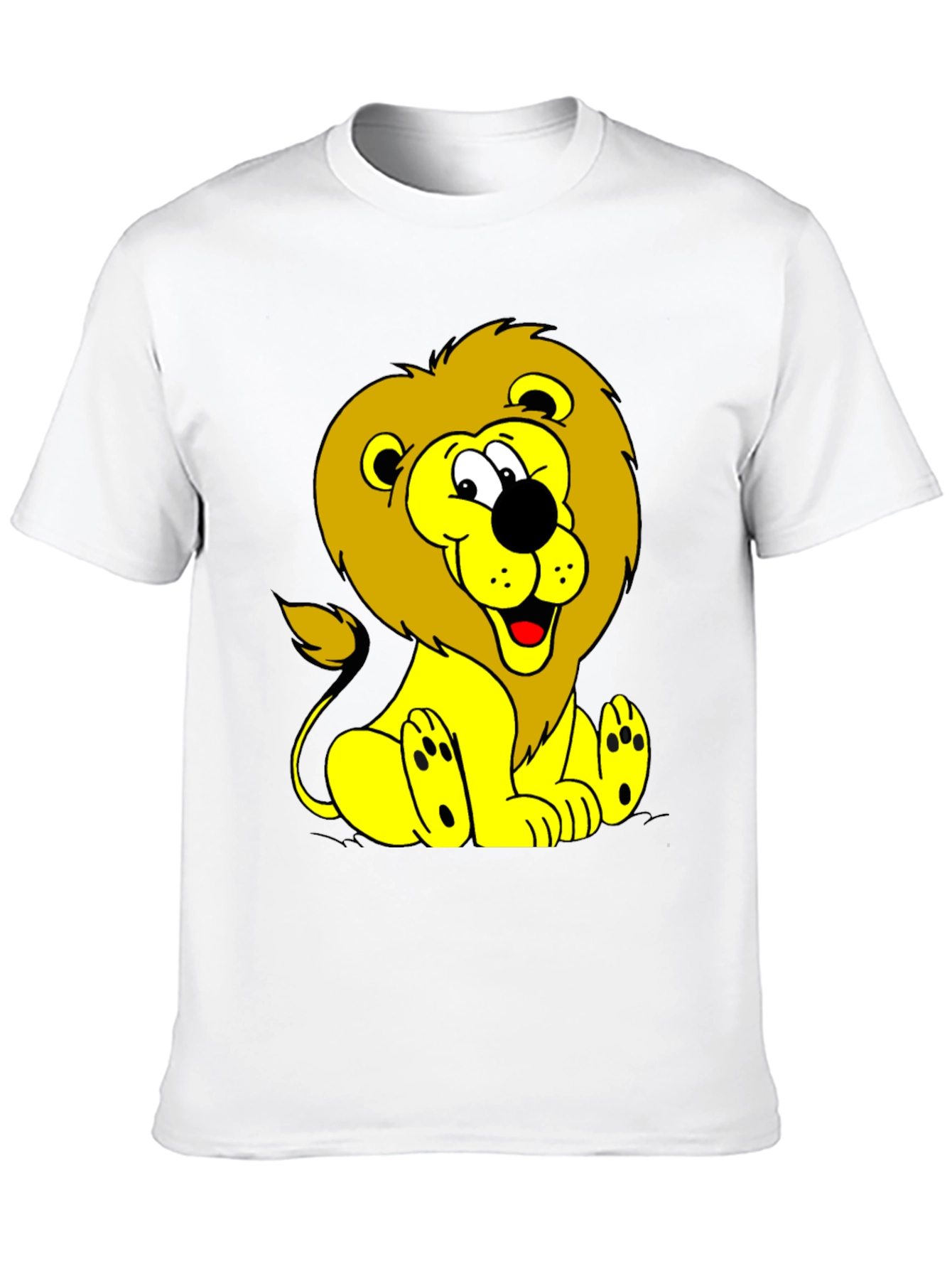 Cartoon Lion Graphic Tee - Black