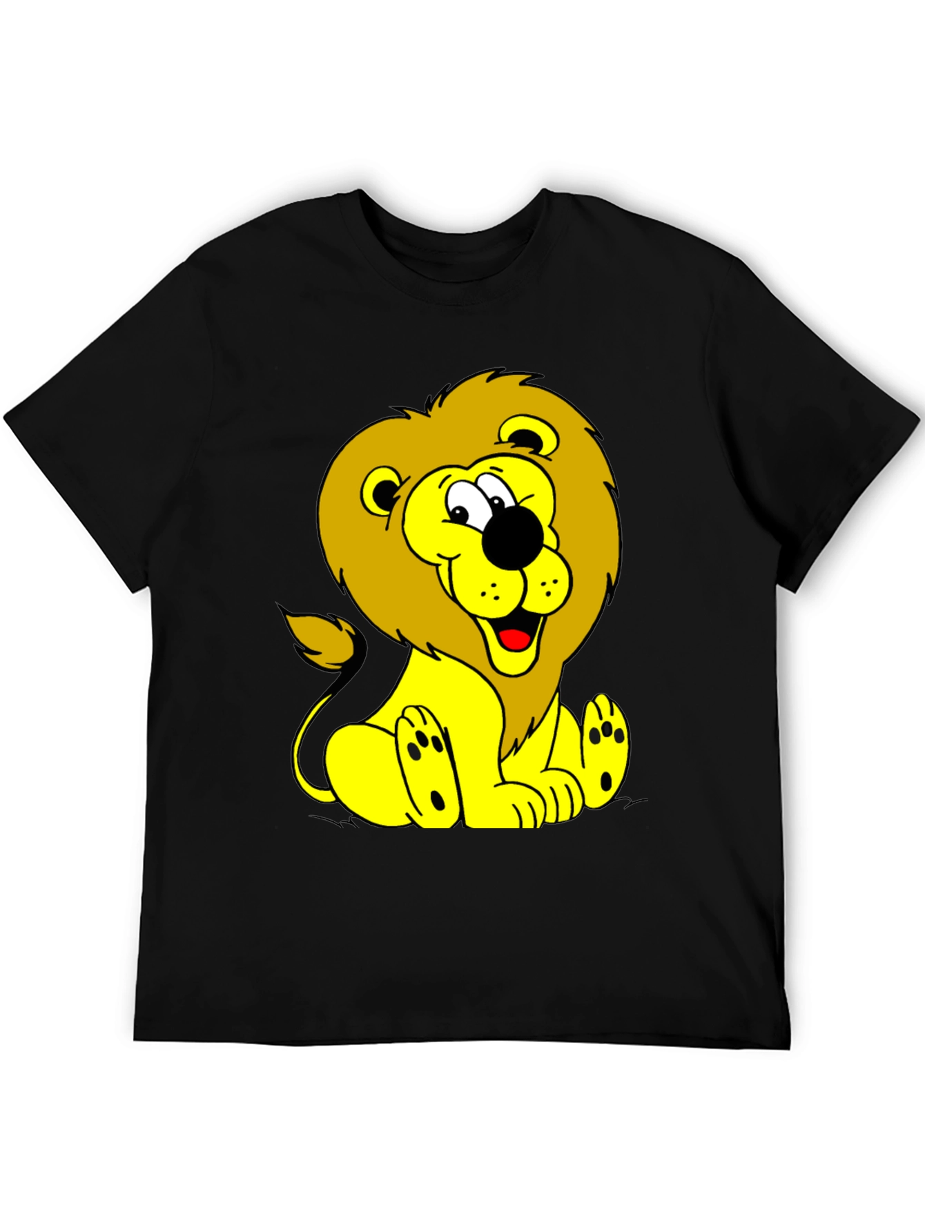 Cartoon Lion Graphic Tee - Black