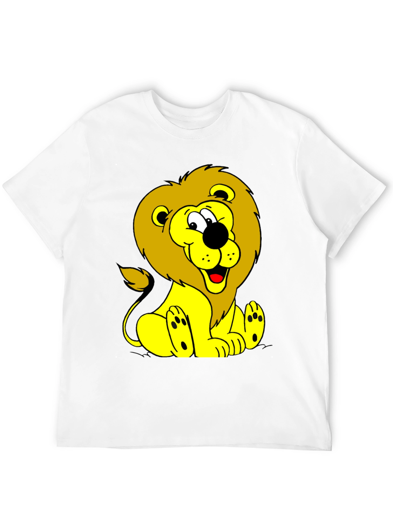 Cartoon Lion Graphic Tee - Black