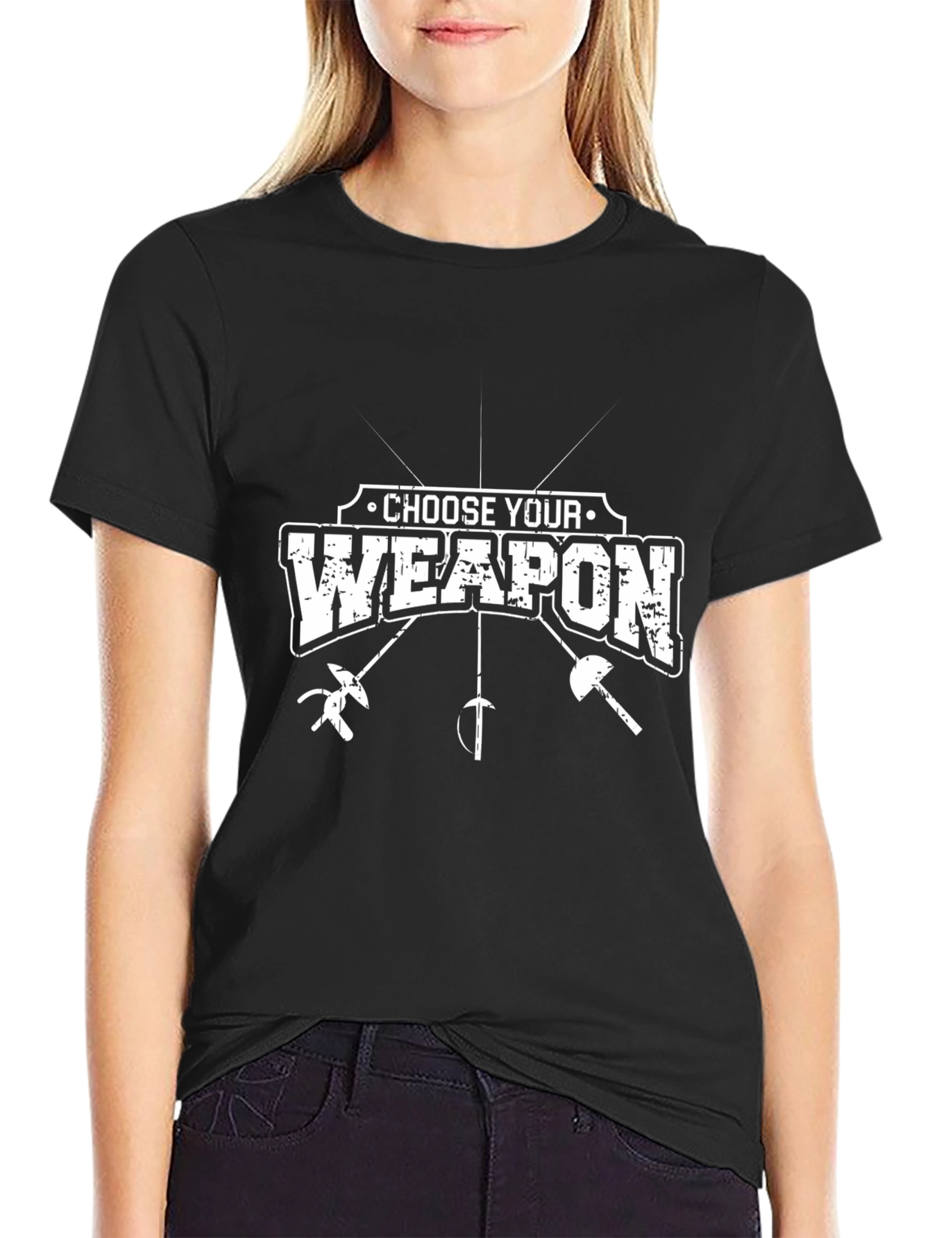 Choose Your Weapon Black T-Shirt - Fencing