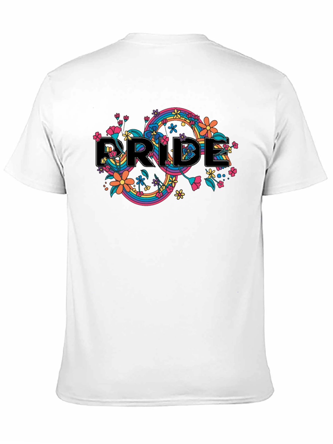 Pride Floral Black T-Shirt - Rainbow