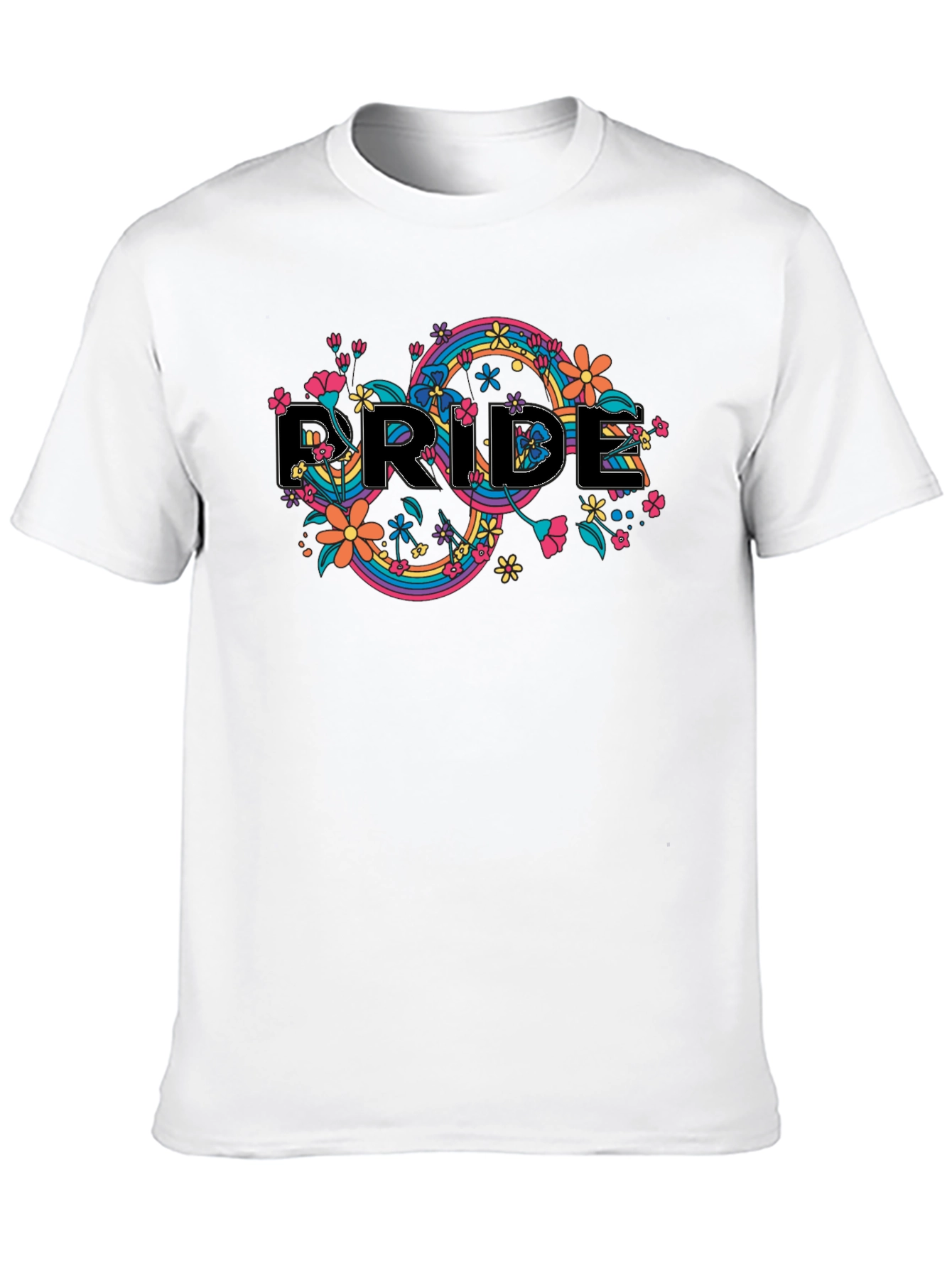 Pride Floral Black T-Shirt - Rainbow
