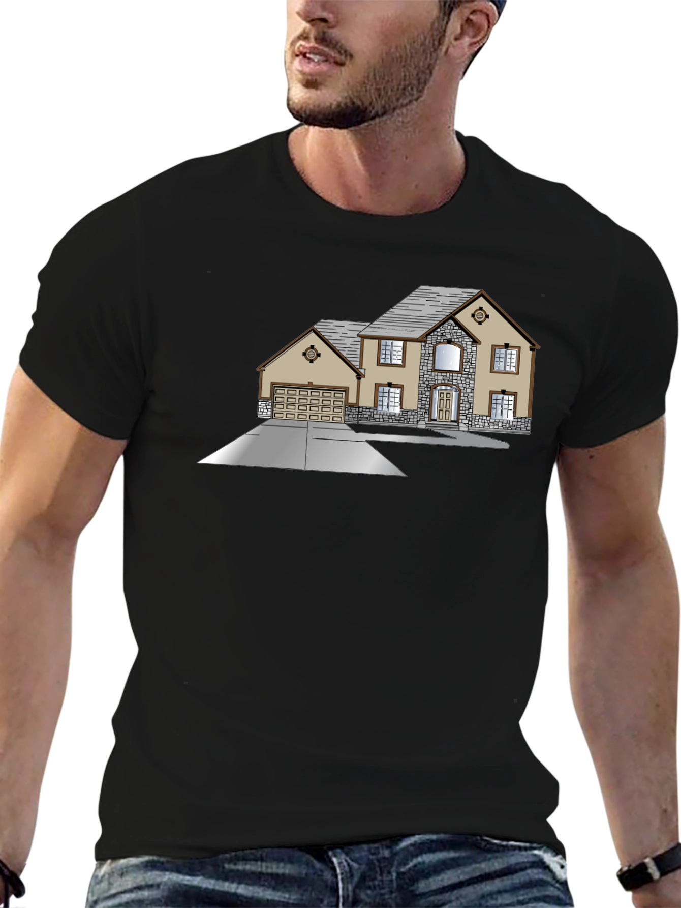 Modern House Graphic T-Shirt - Classic Black Tee