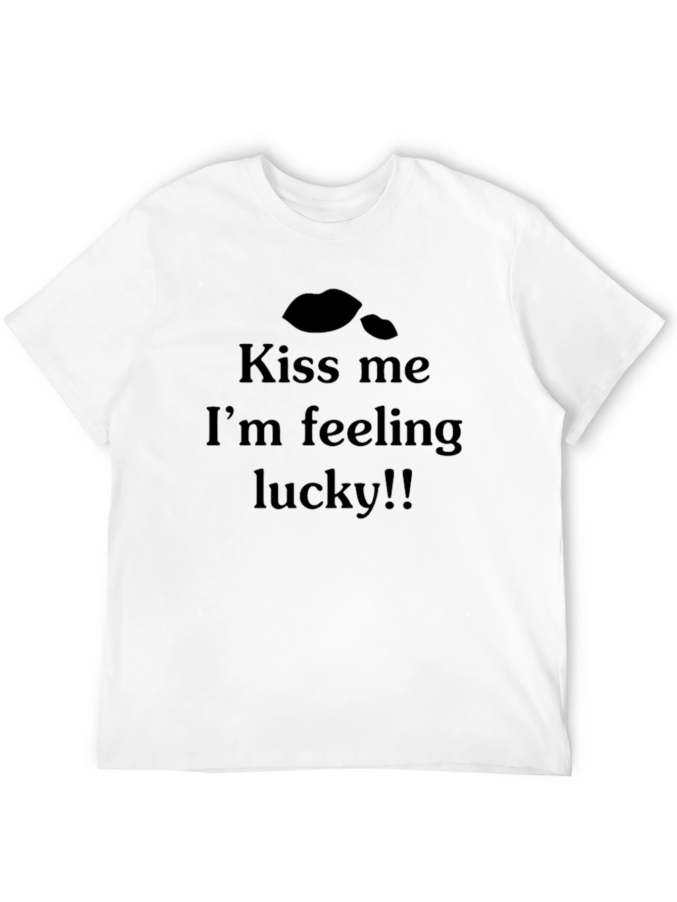 Kiss Me Im Feeling Lucky Mens Black T-Shirt