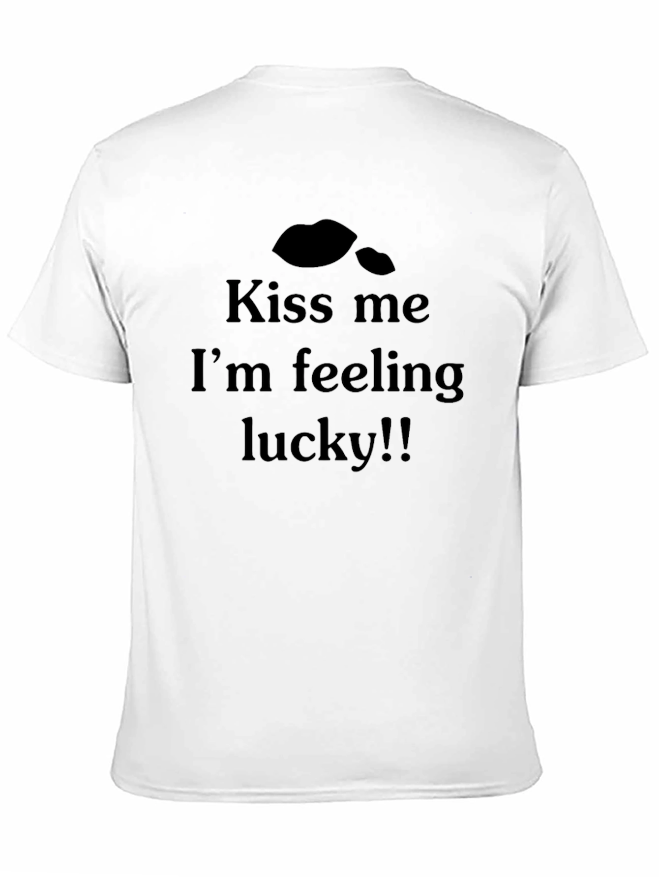 Kiss Me Im Feeling Lucky Mens Black T-Shirt