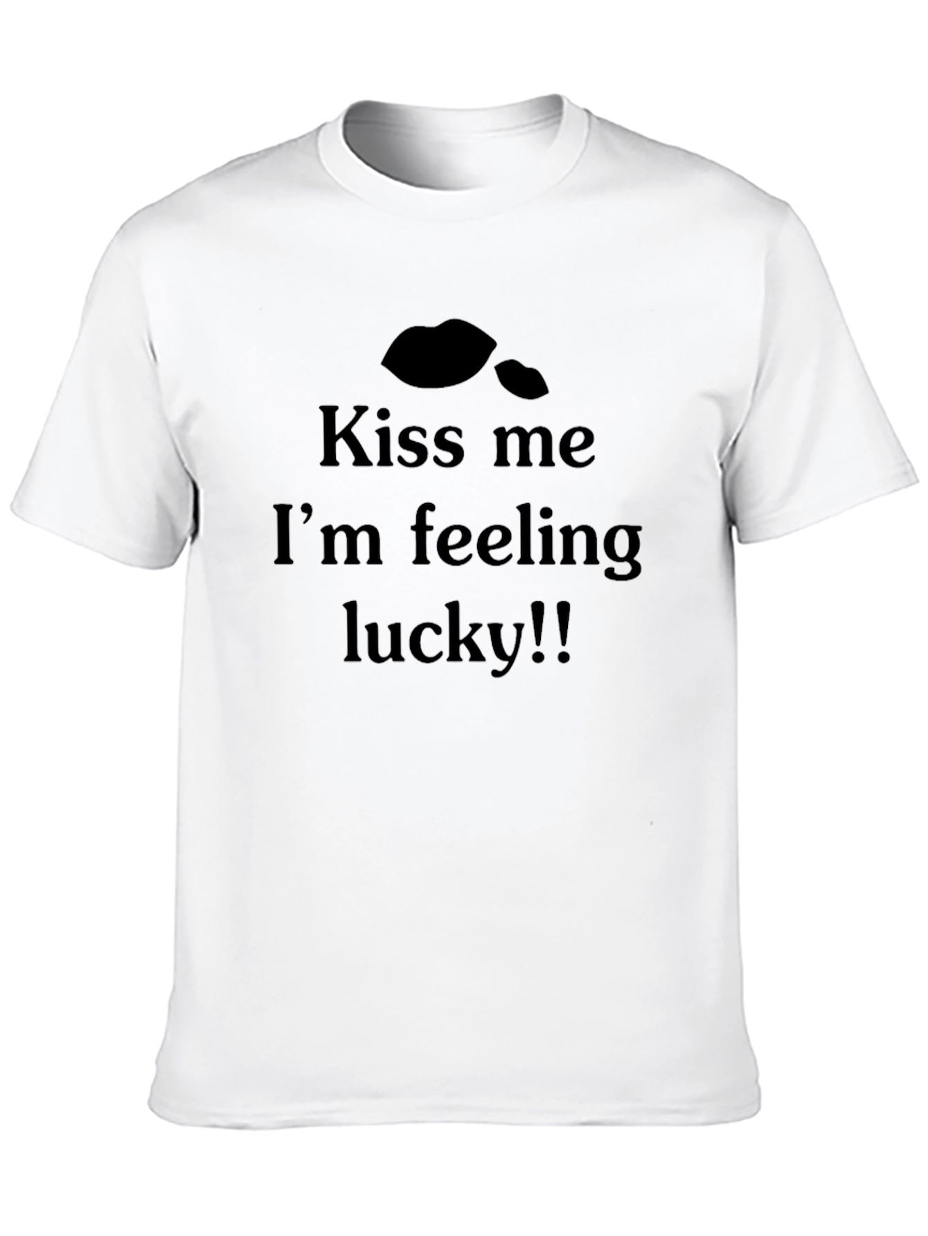 Kiss Me Im Feeling Lucky Mens Black T-Shirt