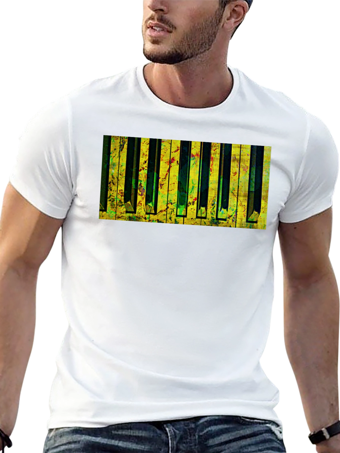 Abstract Piano Keys Graphic Tee - Black